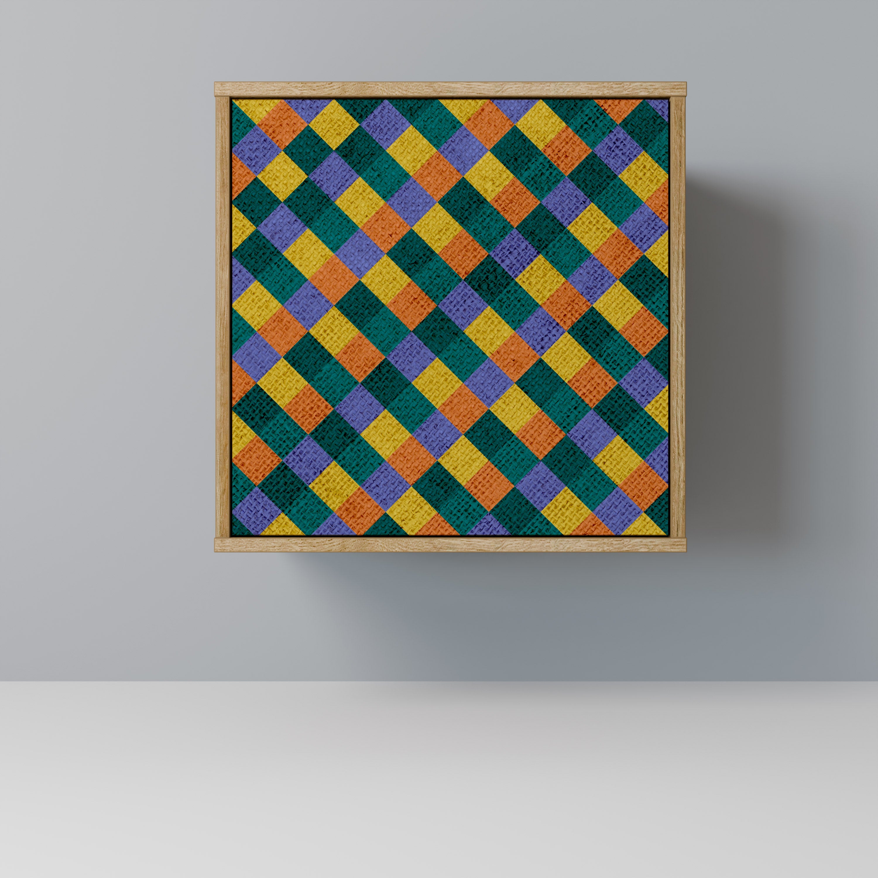 PAINTED SQUARES MIX Sideboard mit 1 Tür in Eiche-Optik