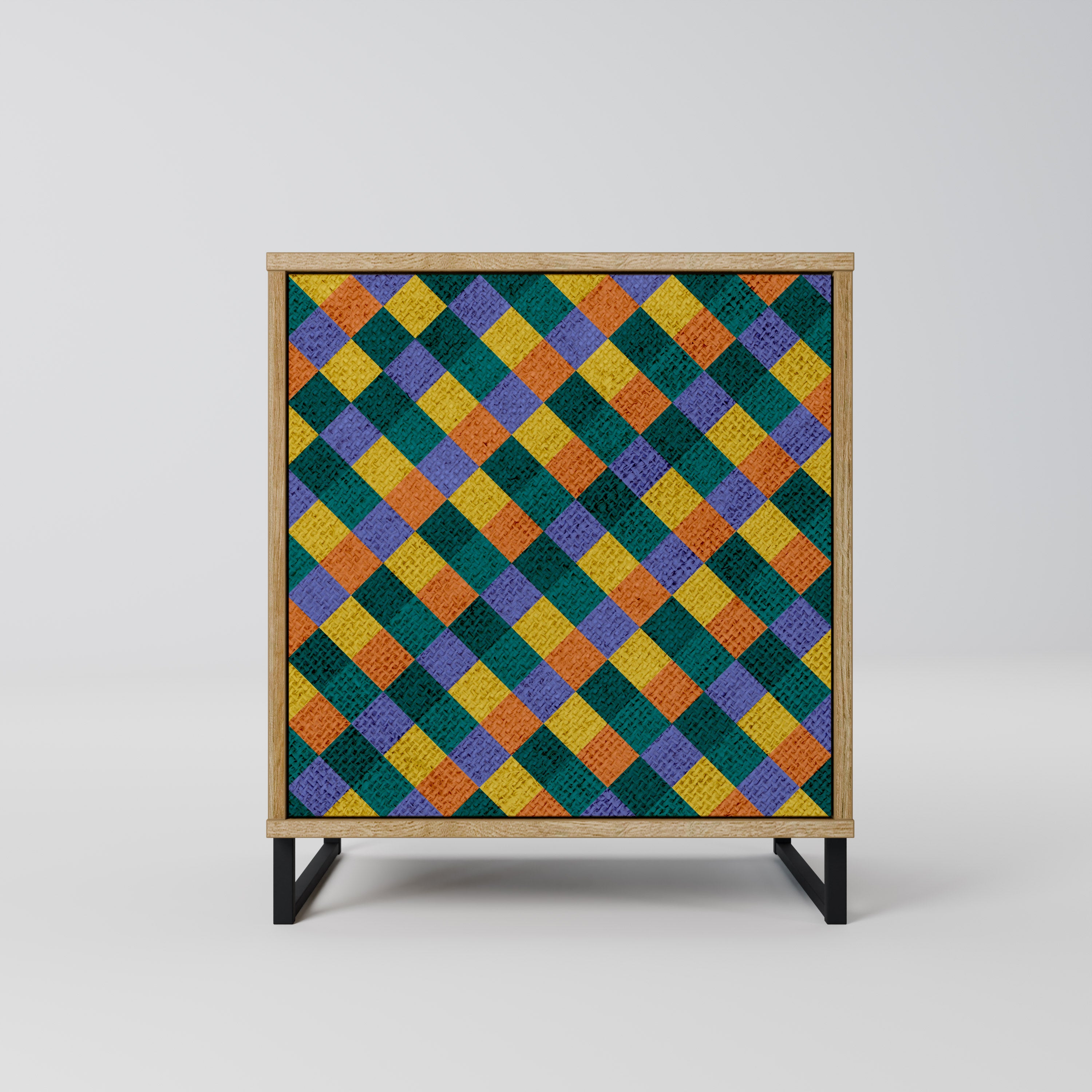 PAINTED SQUARES MIX Sideboard mit 1 Tür in Eiche-Optik
