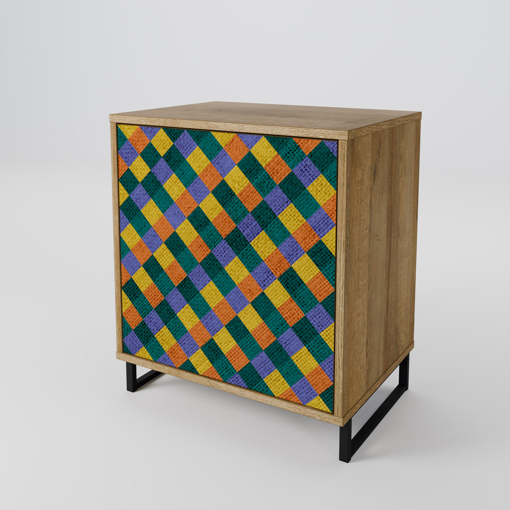 PAINTED SQUARES MIX Sideboard mit 1 Tür in Eiche-Optik