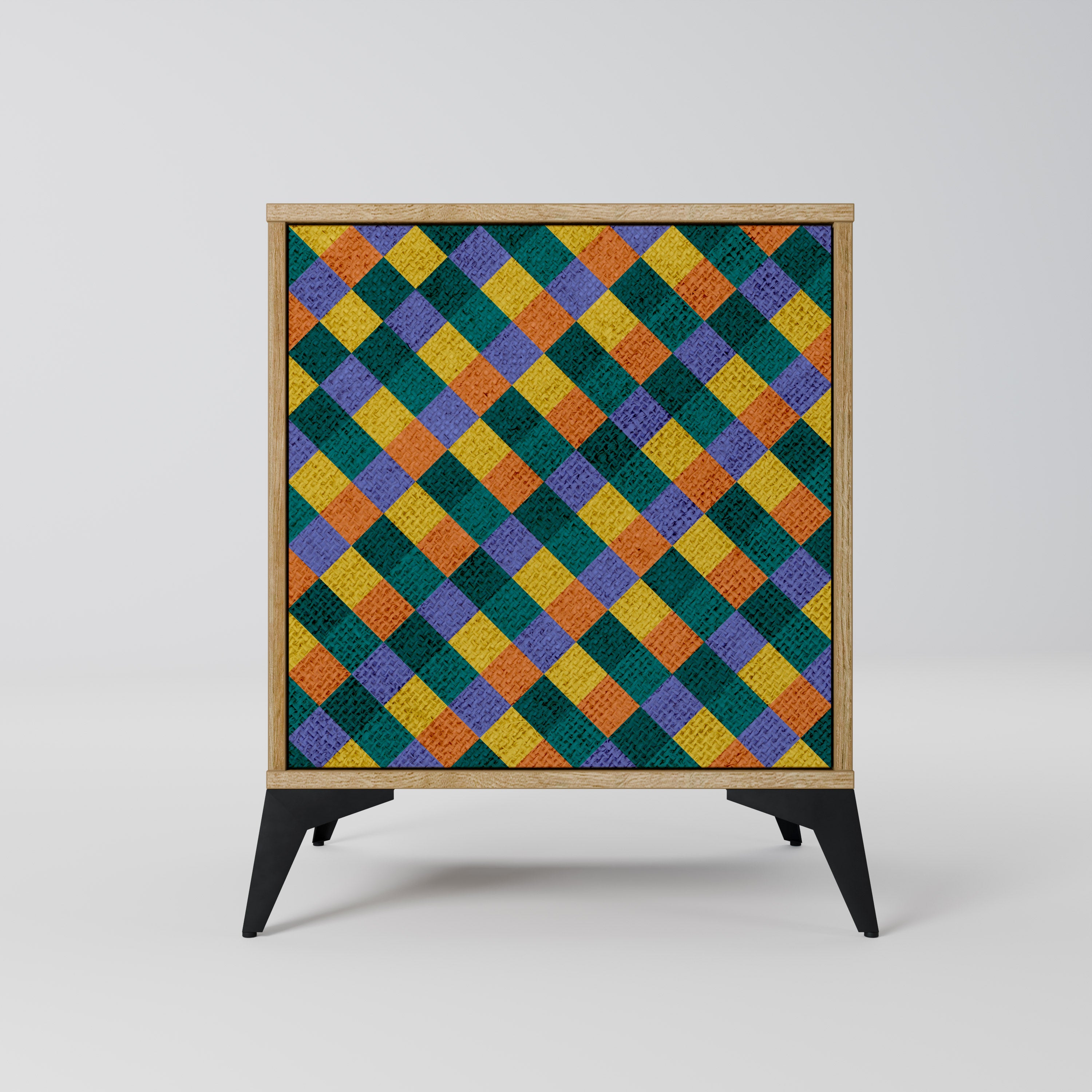 PAINTED SQUARES MIX Sideboard mit 1 Tür in Eiche-Optik