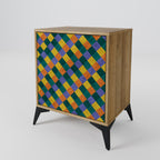 PAINTED SQUARES MIX Sideboard mit 1 Tür in Eiche-Optik