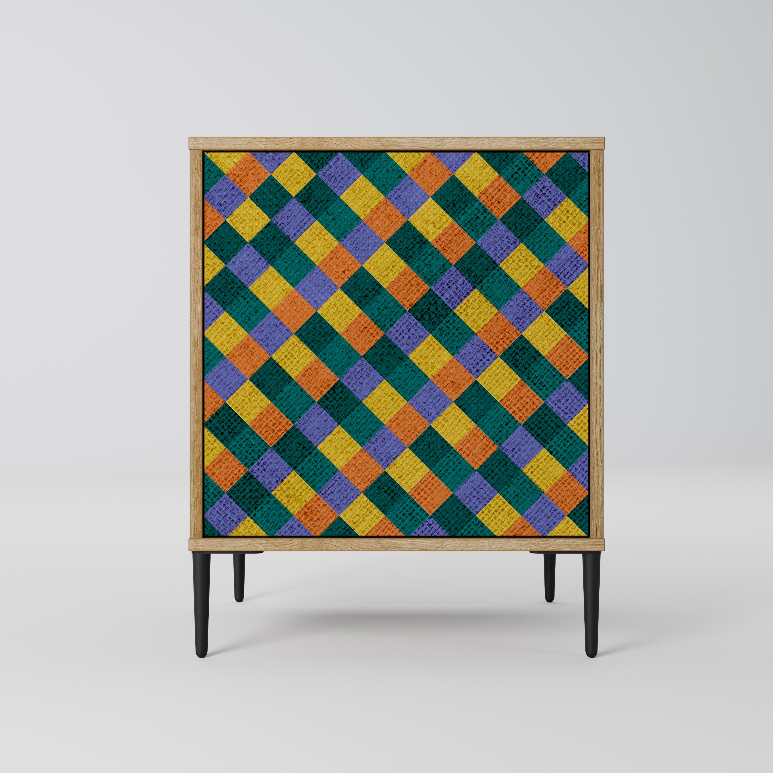 PAINTED SQUARES MIX Sideboard mit 1 Tür in Eiche-Optik
