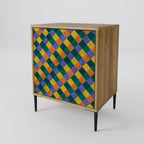 PAINTED SQUARES MIX Sideboard mit 1 Tür in Eiche-Optik