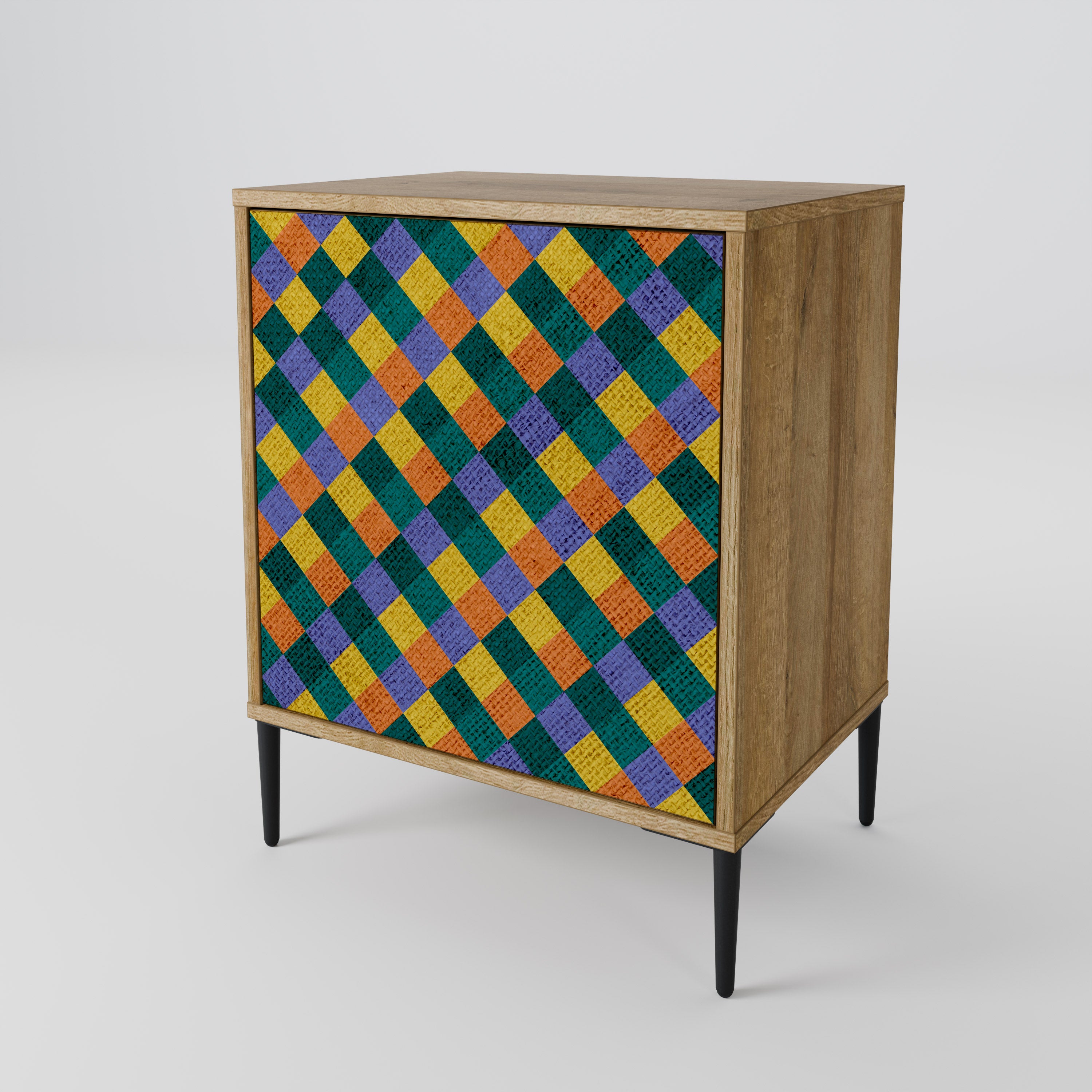 PAINTED SQUARES MIX Sideboard mit 1 Tür in Eiche-Optik
