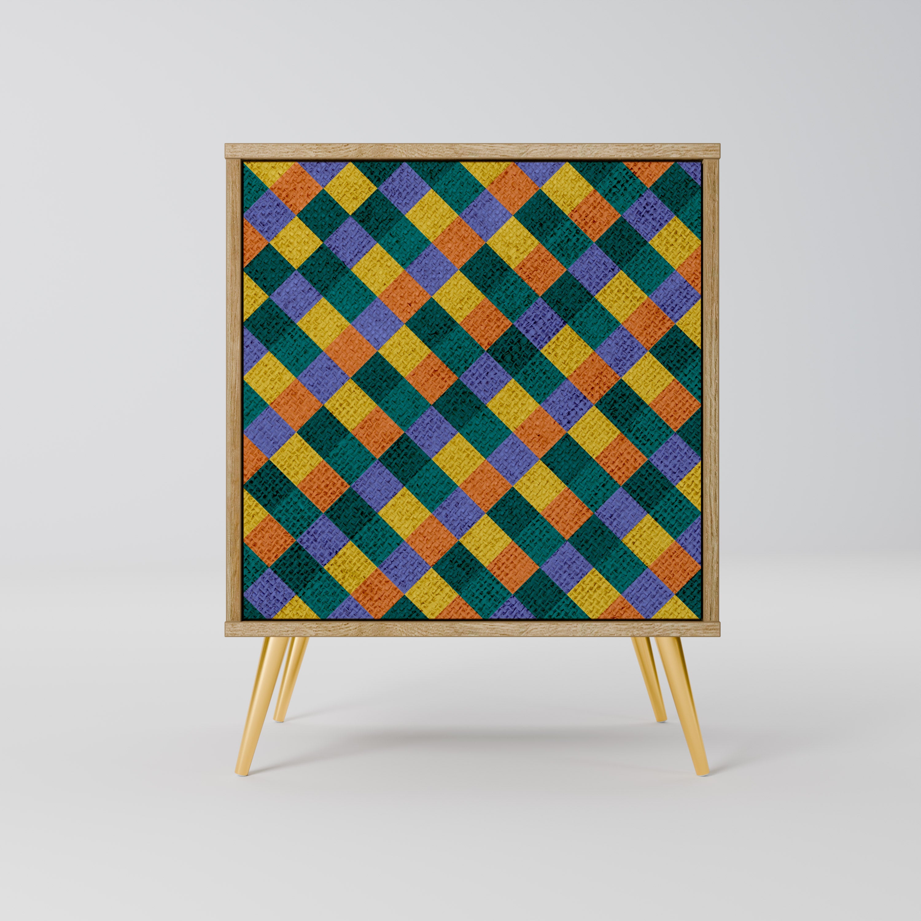 PAINTED SQUARES MIX Sideboard mit 1 Tür in Eiche-Optik