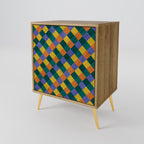 PAINTED SQUARES MIX Sideboard mit 1 Tür in Eiche-Optik