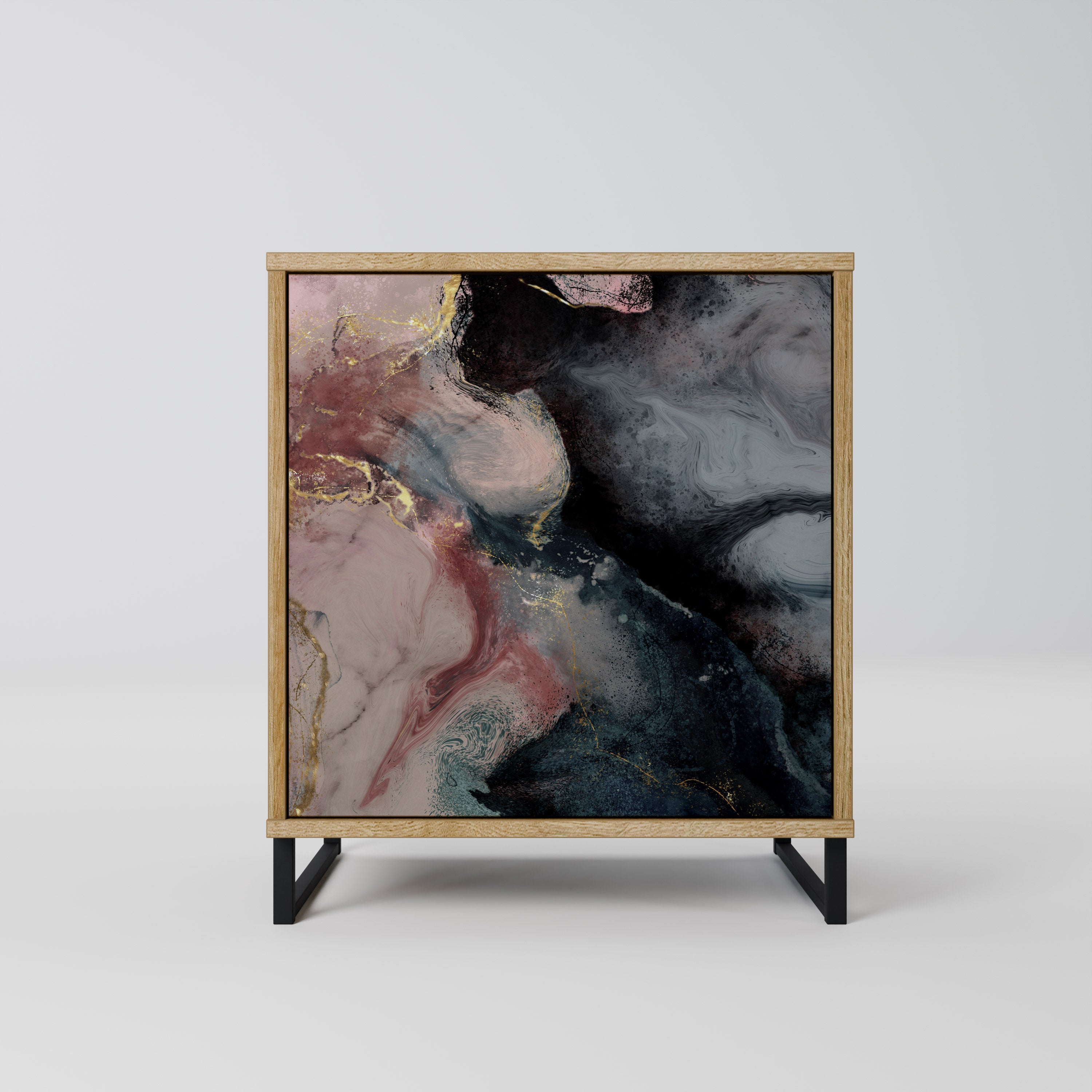 GILDED SWIRLS Sideboard mit 1 Tür in Eiche-Optik