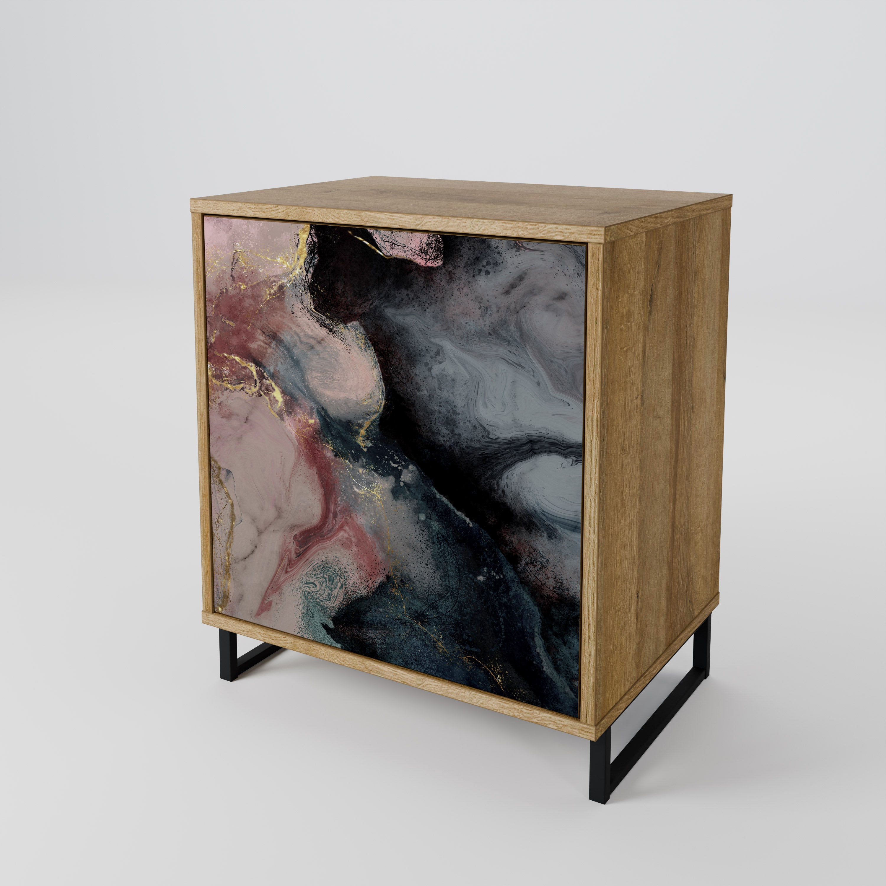 GILDED SWIRLS Sideboard mit 1 Tür in Eiche-Optik