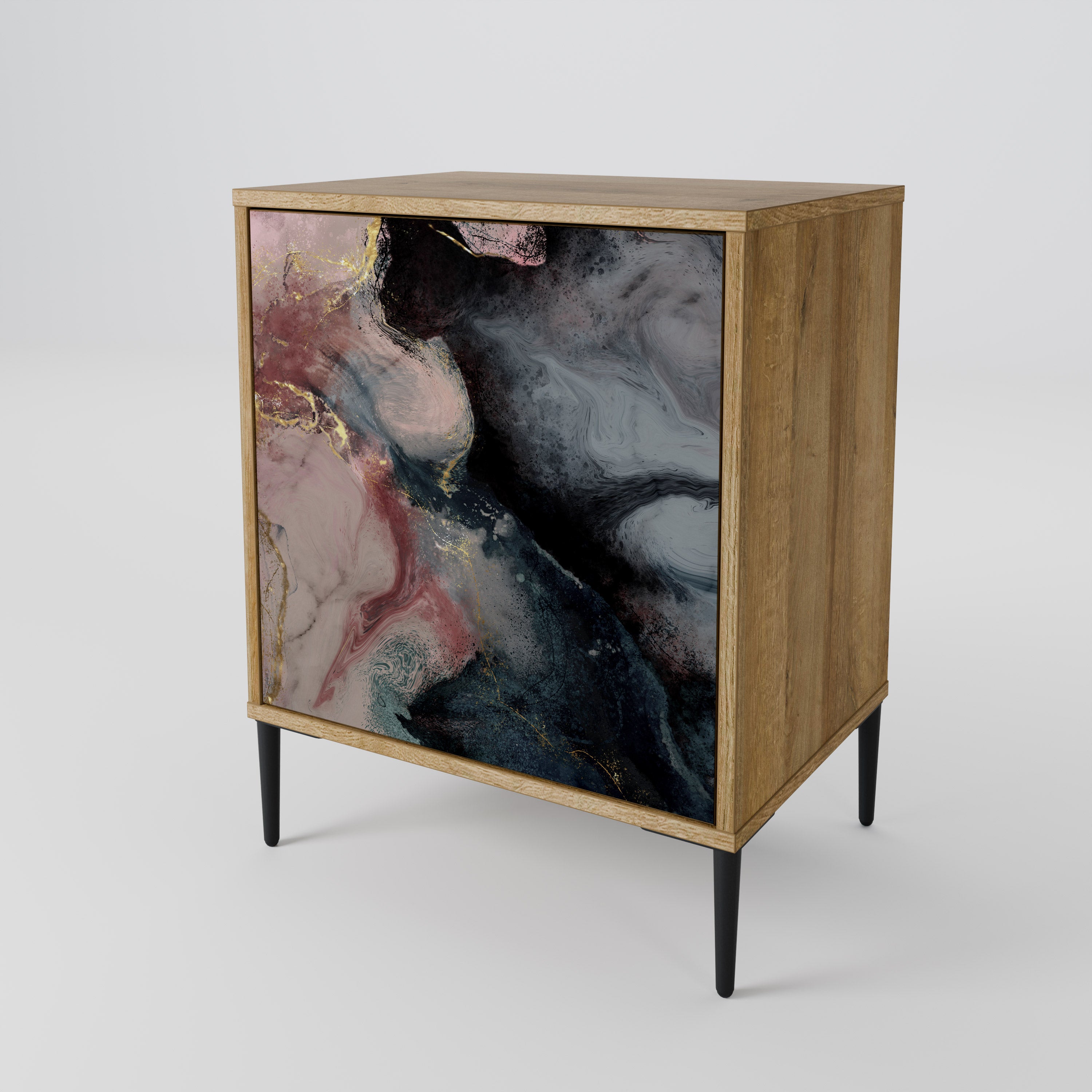 GILDED SWIRLS Sideboard mit 1 Tür in Eiche-Optik