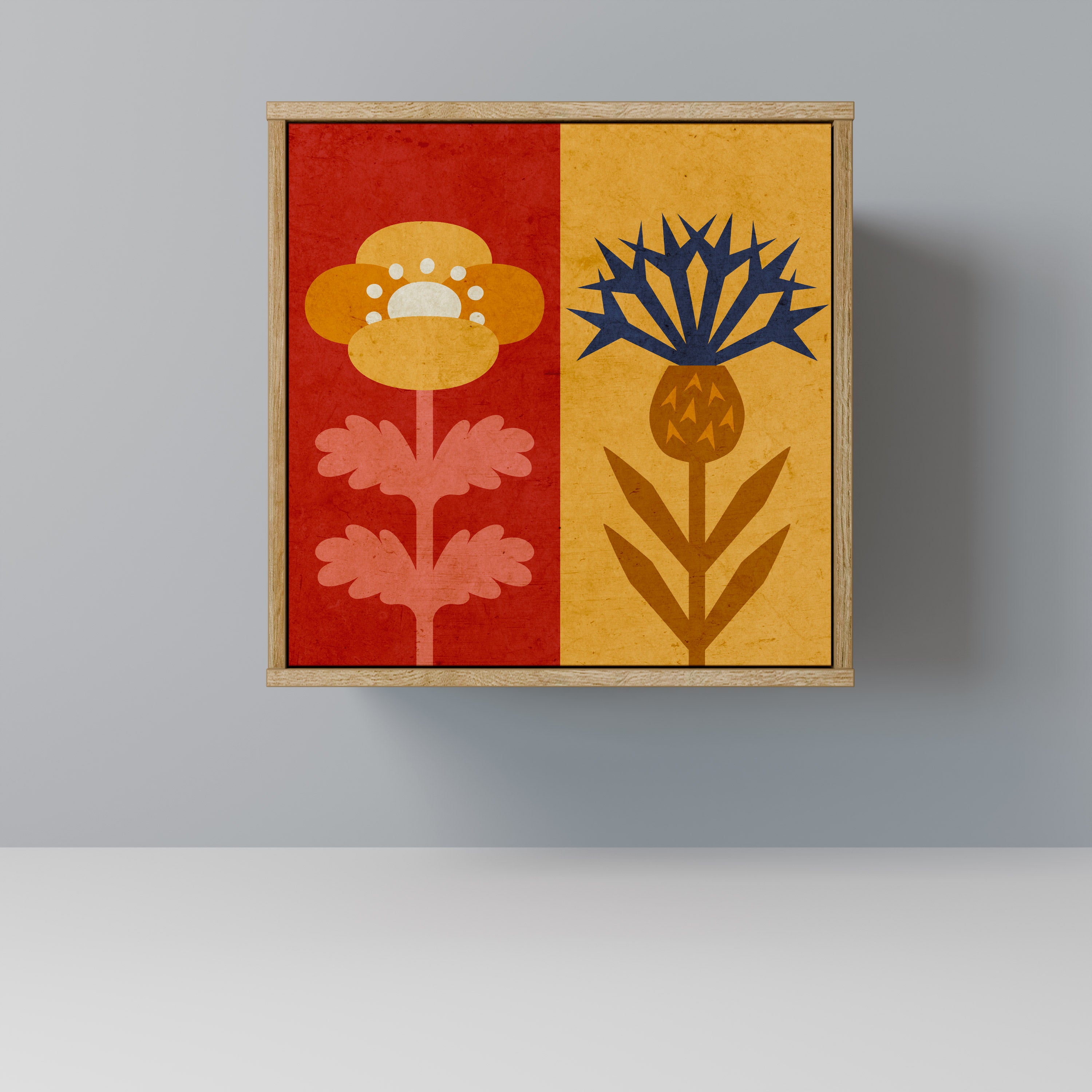 SCANDIC FLOWERET Sideboard mit 1 Tür in Eiche-Optik