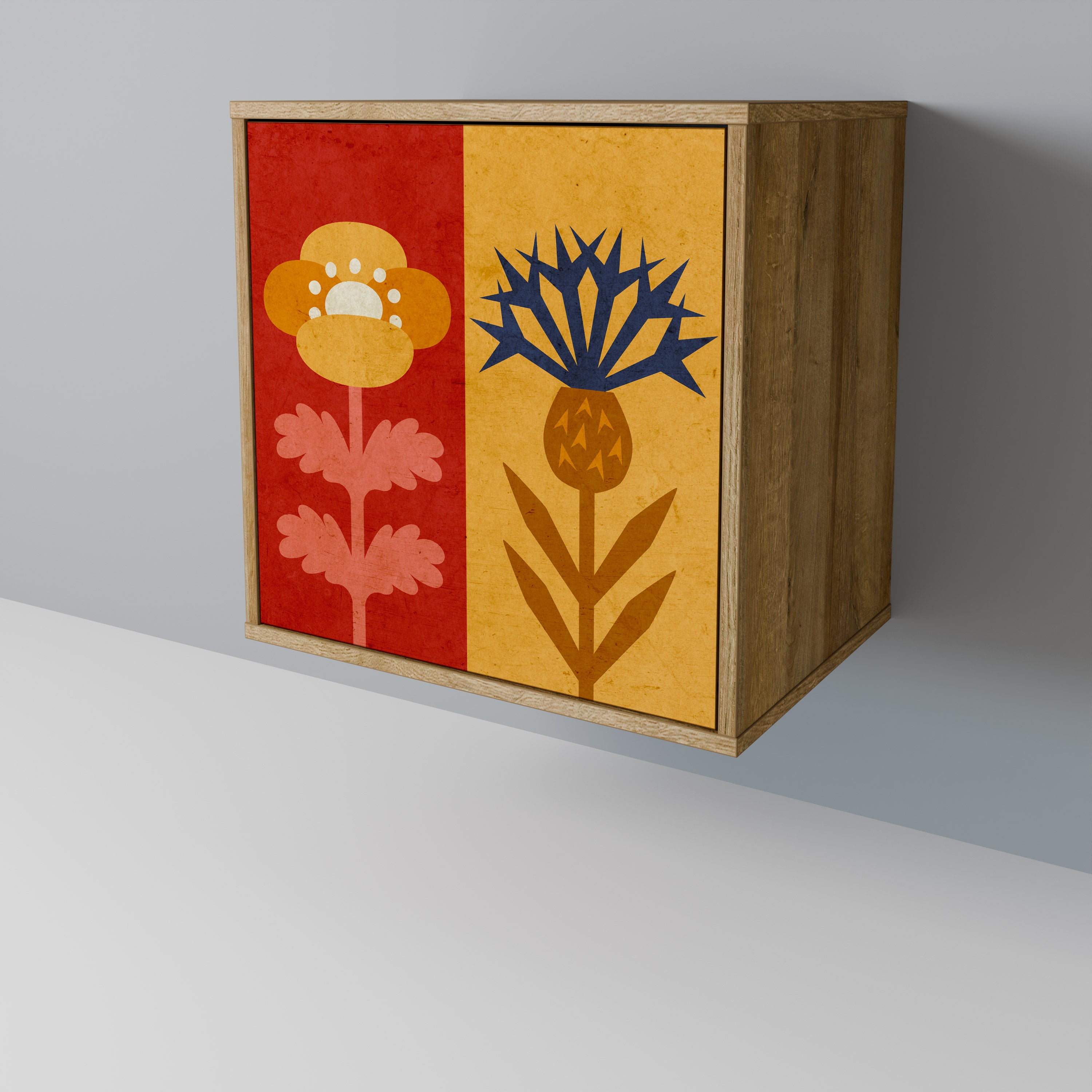 SCANDIC FLOWERET Sideboard mit 1 Tür in Eiche-Optik