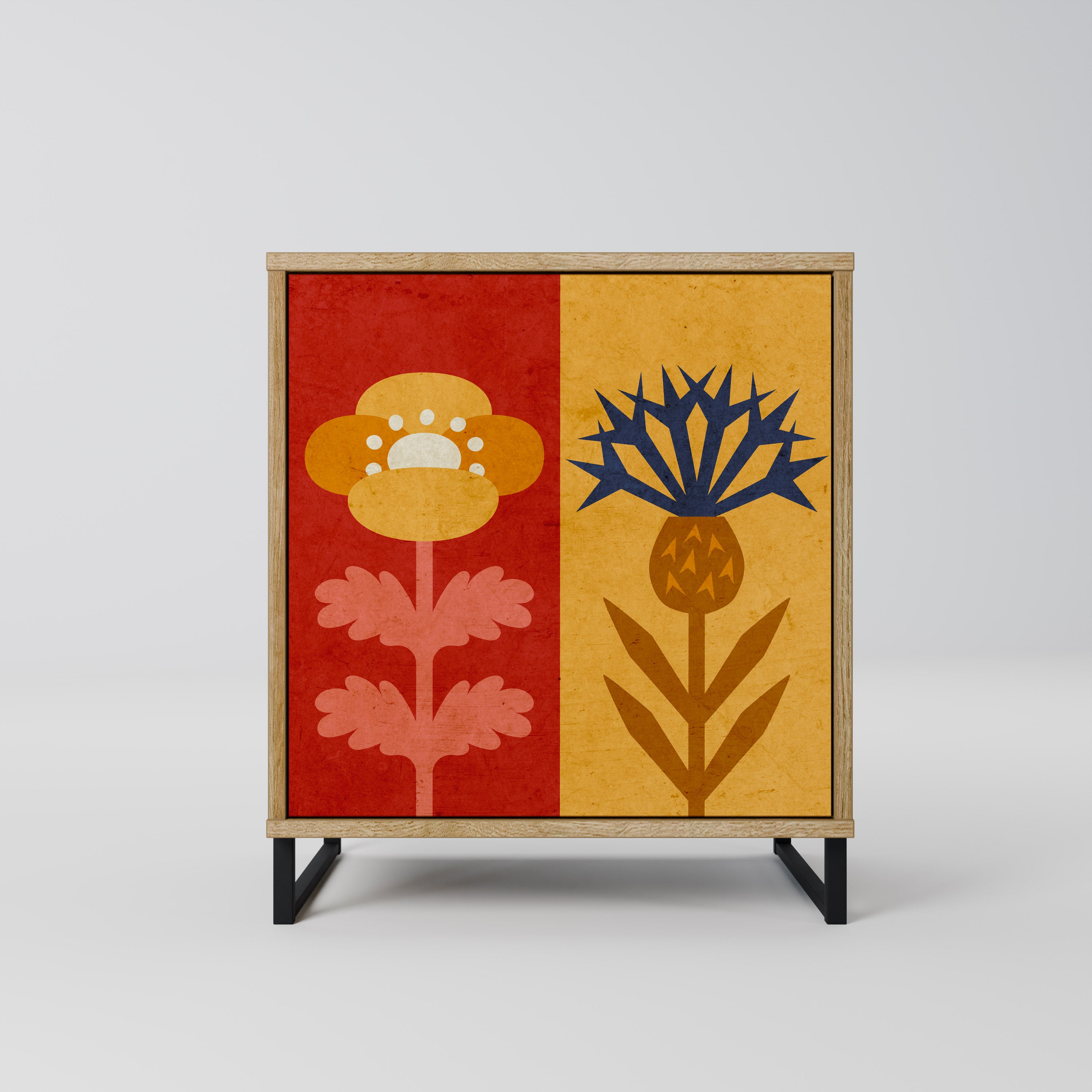 SCANDIC FLOWERET Sideboard mit 1 Tür in Eiche-Optik