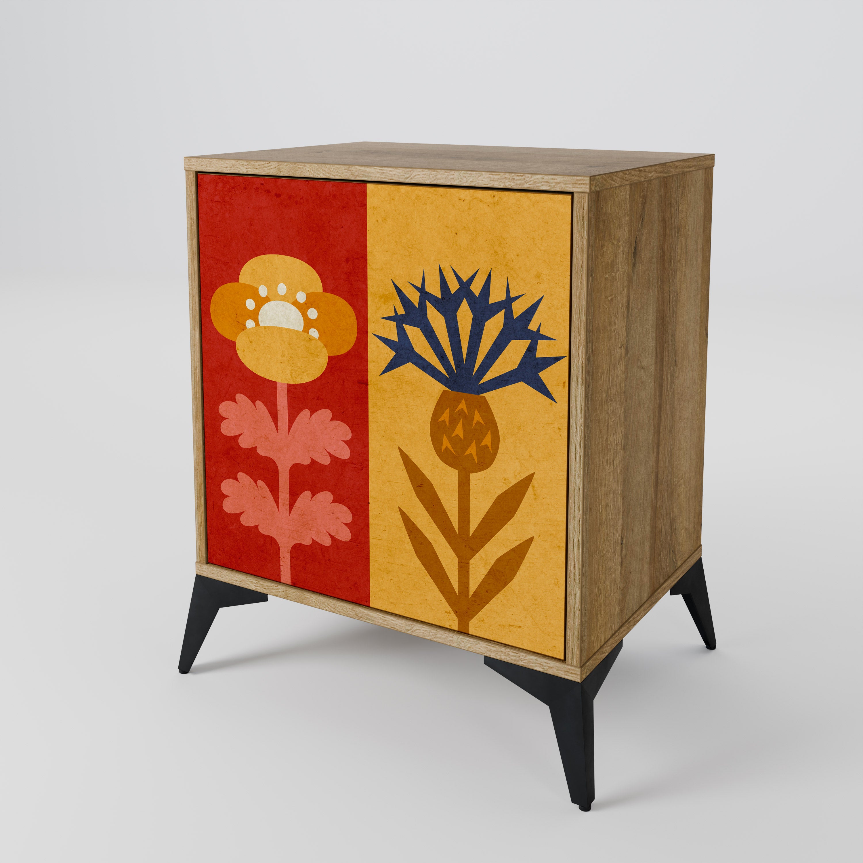 SCANDIC FLOWERET Sideboard mit 1 Tür in Eiche-Optik