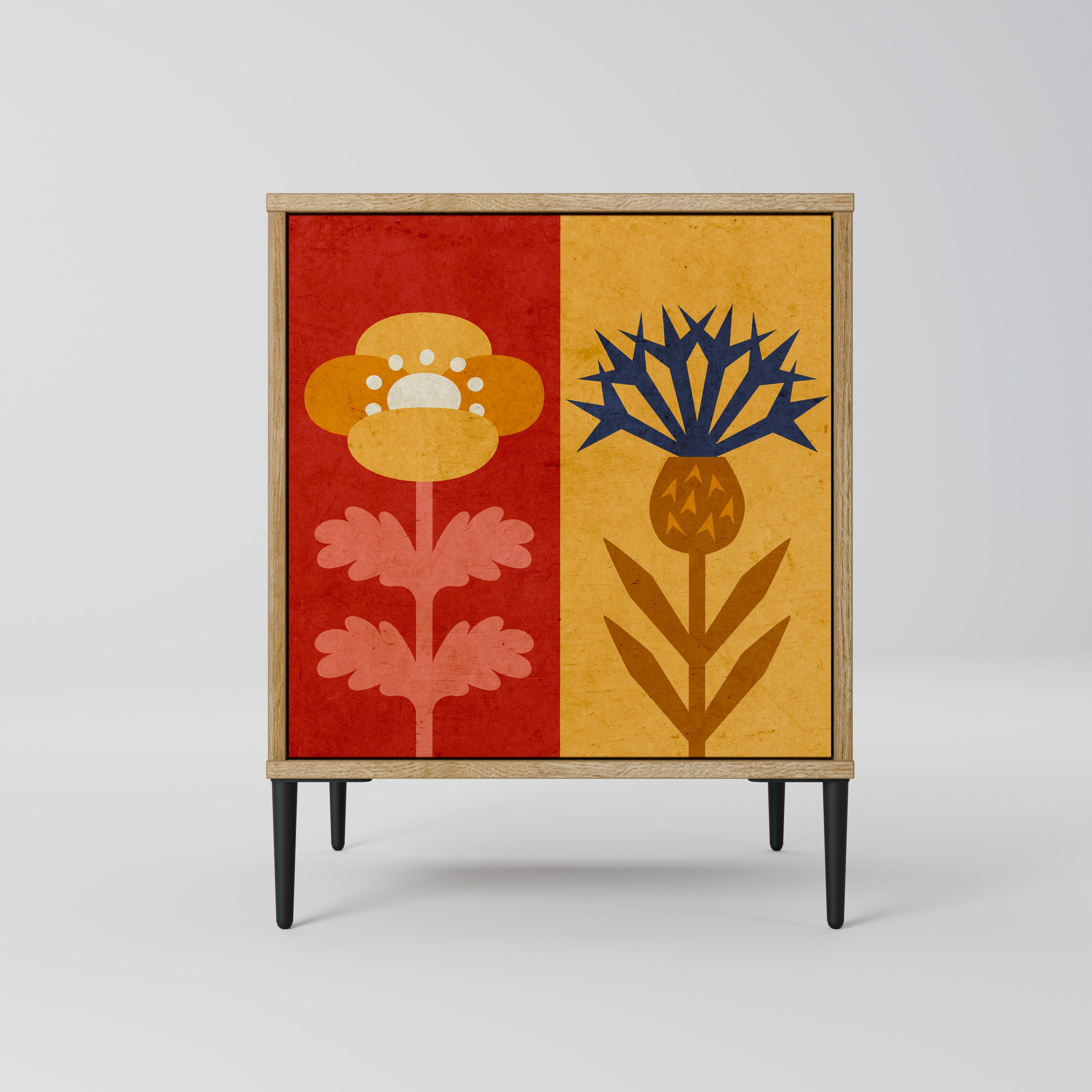 SCANDIC FLOWERET Sideboard mit 1 Tür in Eiche-Optik