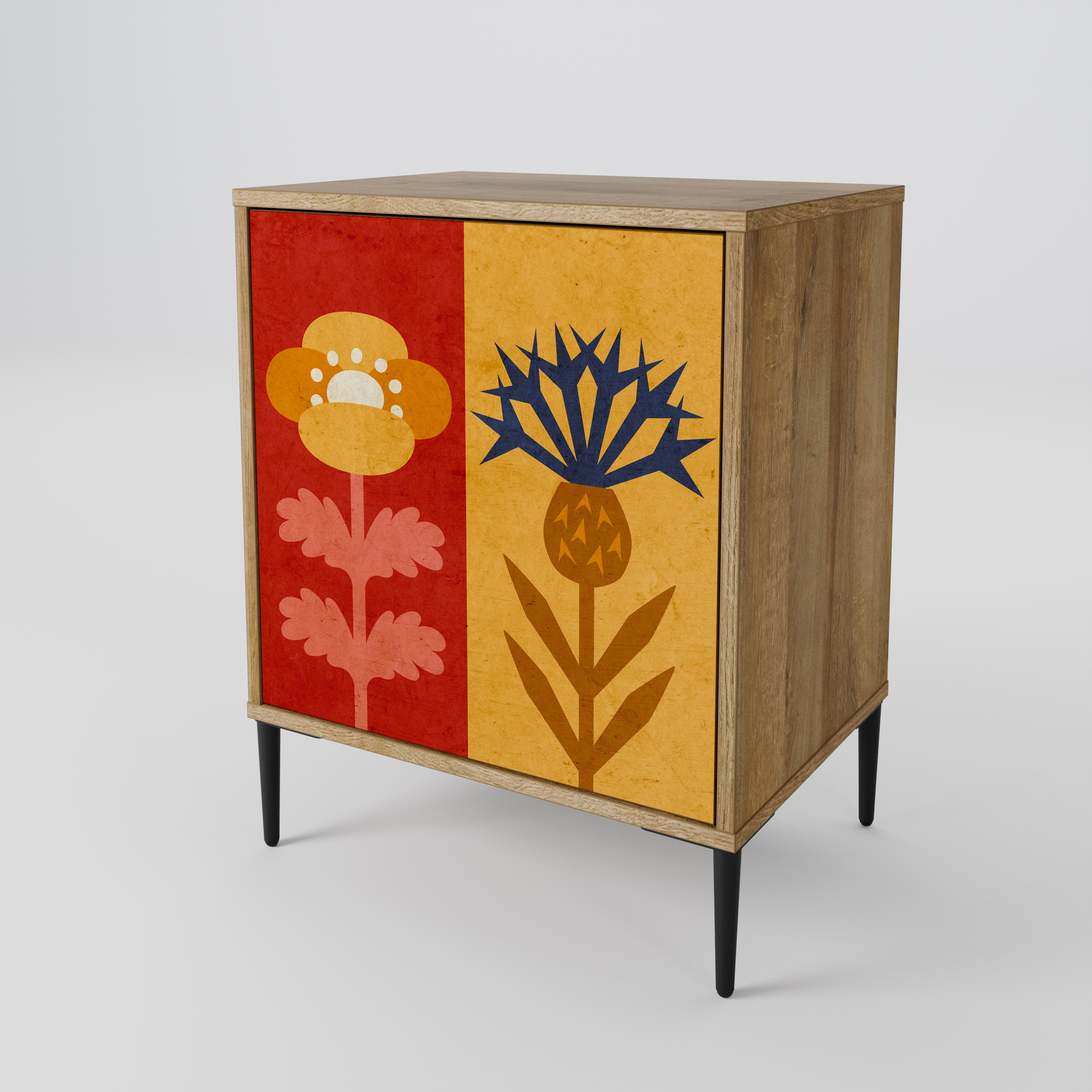 SCANDIC FLOWERET Sideboard mit 1 Tür in Eiche-Optik
