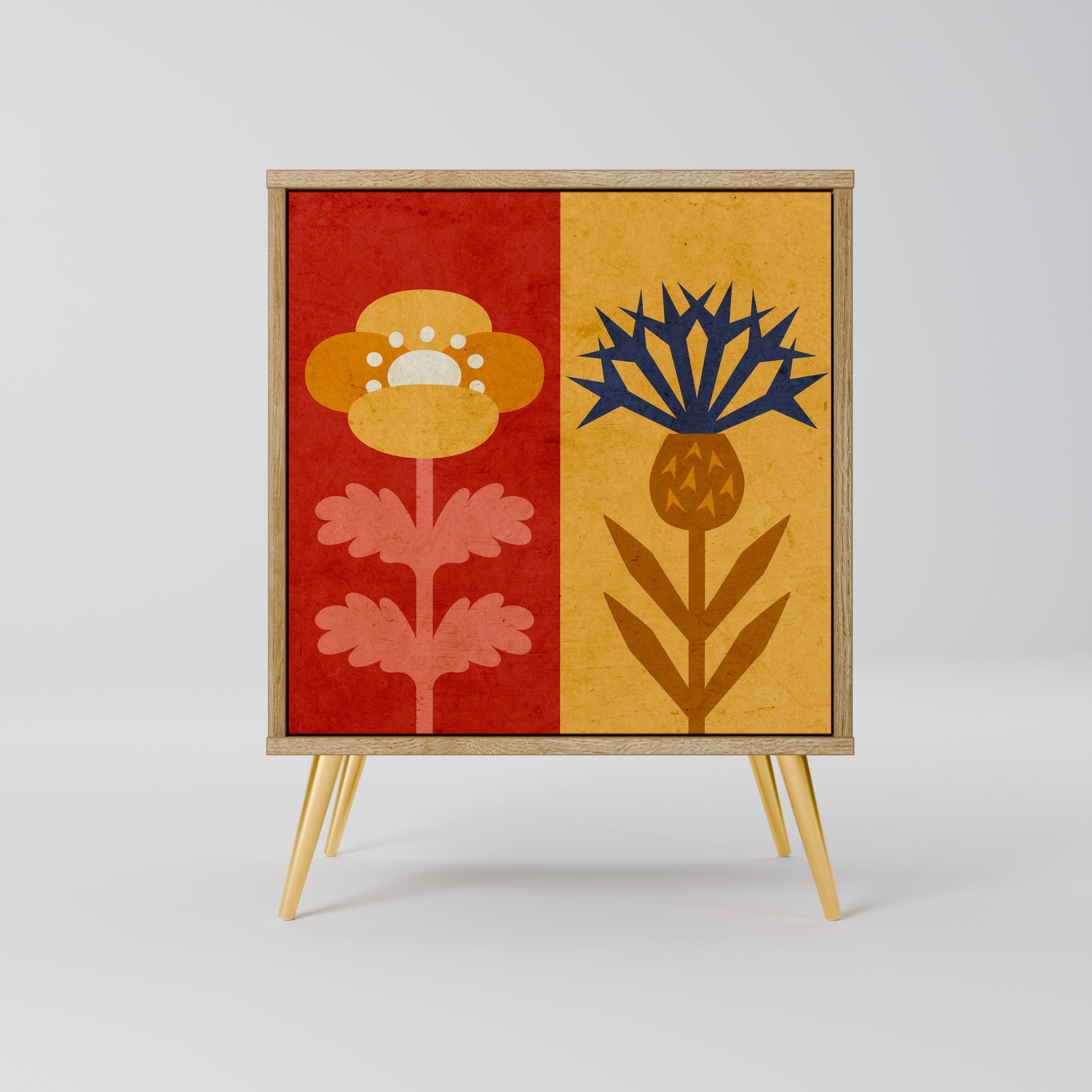 SCANDIC FLOWERET Sideboard mit 1 Tür in Eiche-Optik