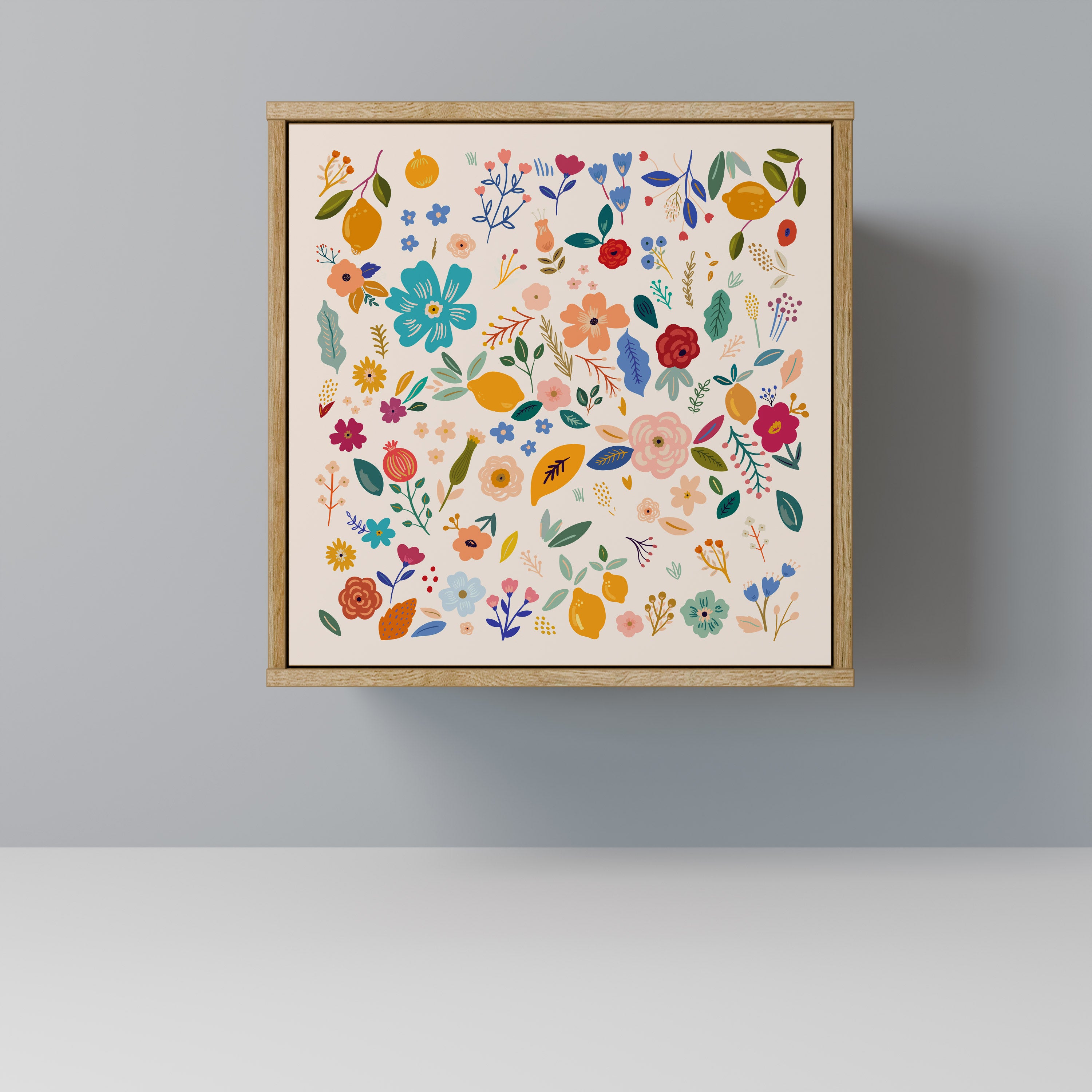 FLORAL COMBINATION Sideboard mit 1 Tür in Eiche-Optik