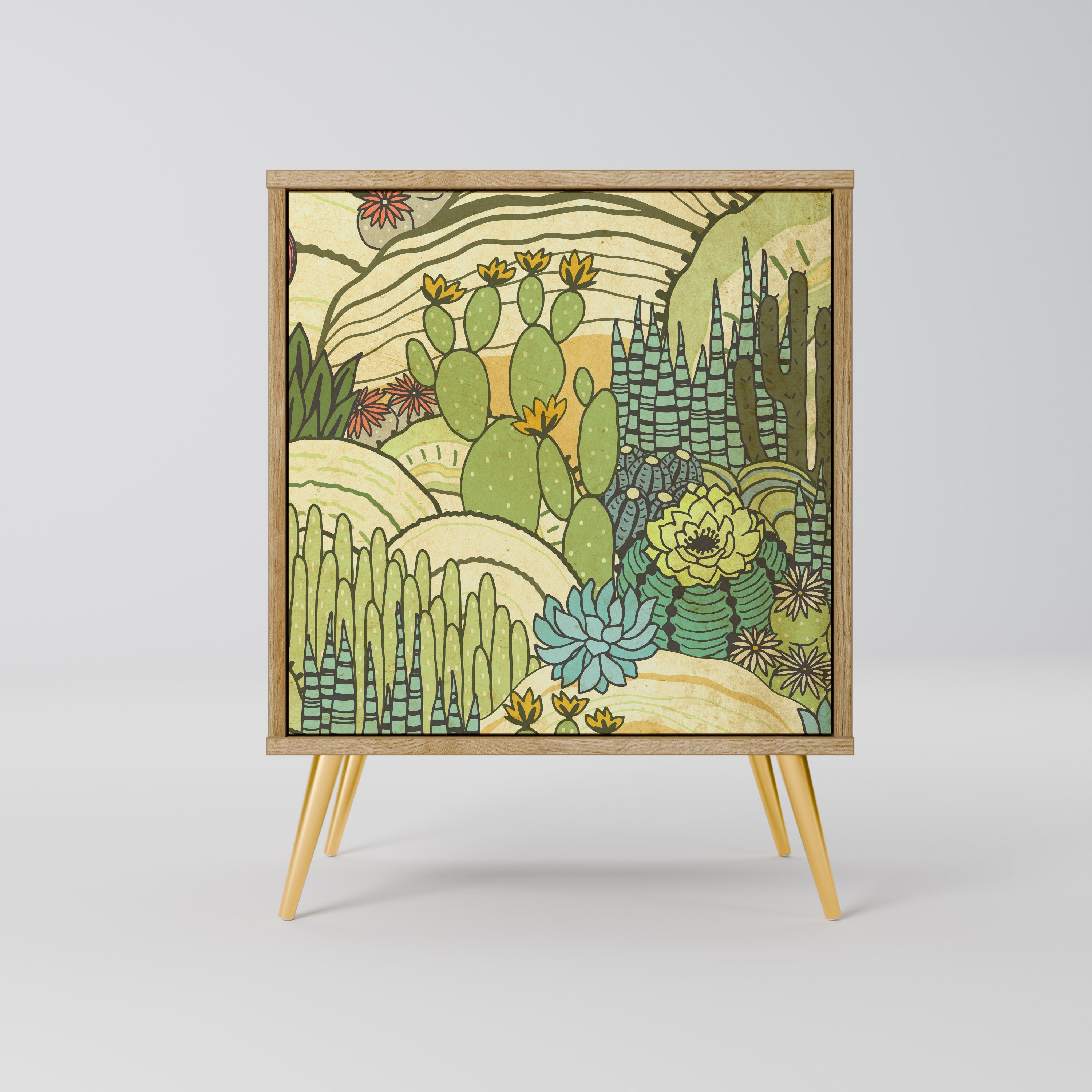 SUCCULENTS KALEIDOSCOPE Sideboard mit 1 Tür in Eiche-Optik