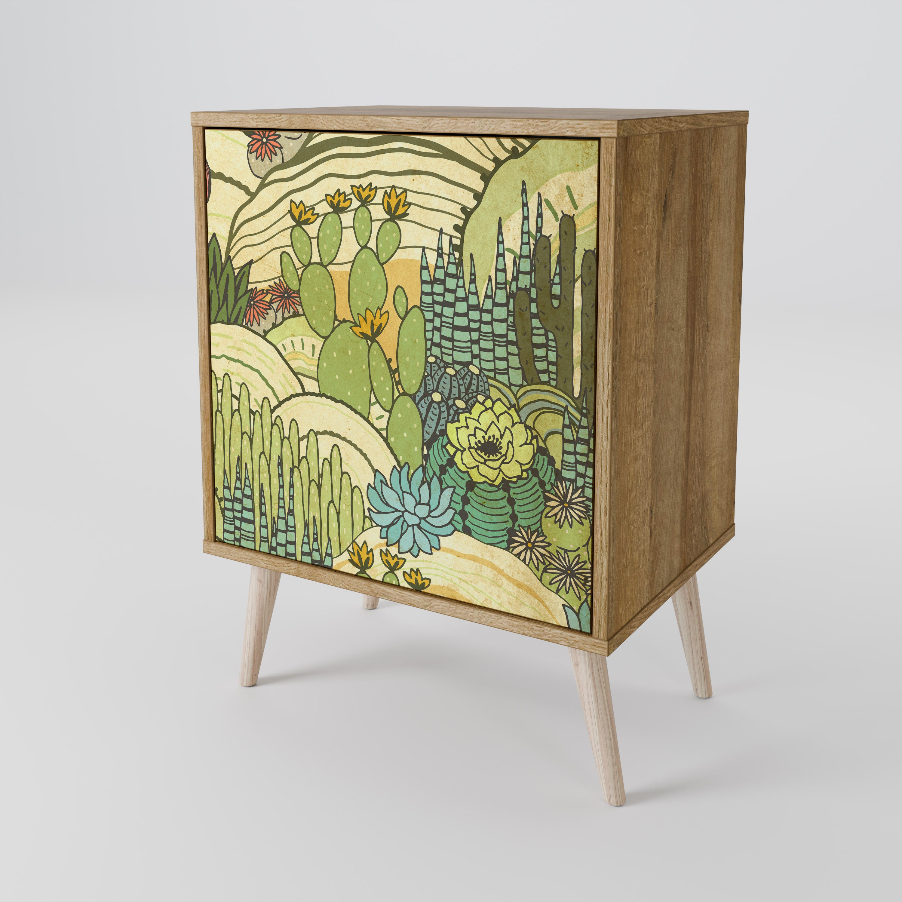 SUCCULENTS KALEIDOSCOPE Sideboard mit 1 Tür in Eiche-Optik