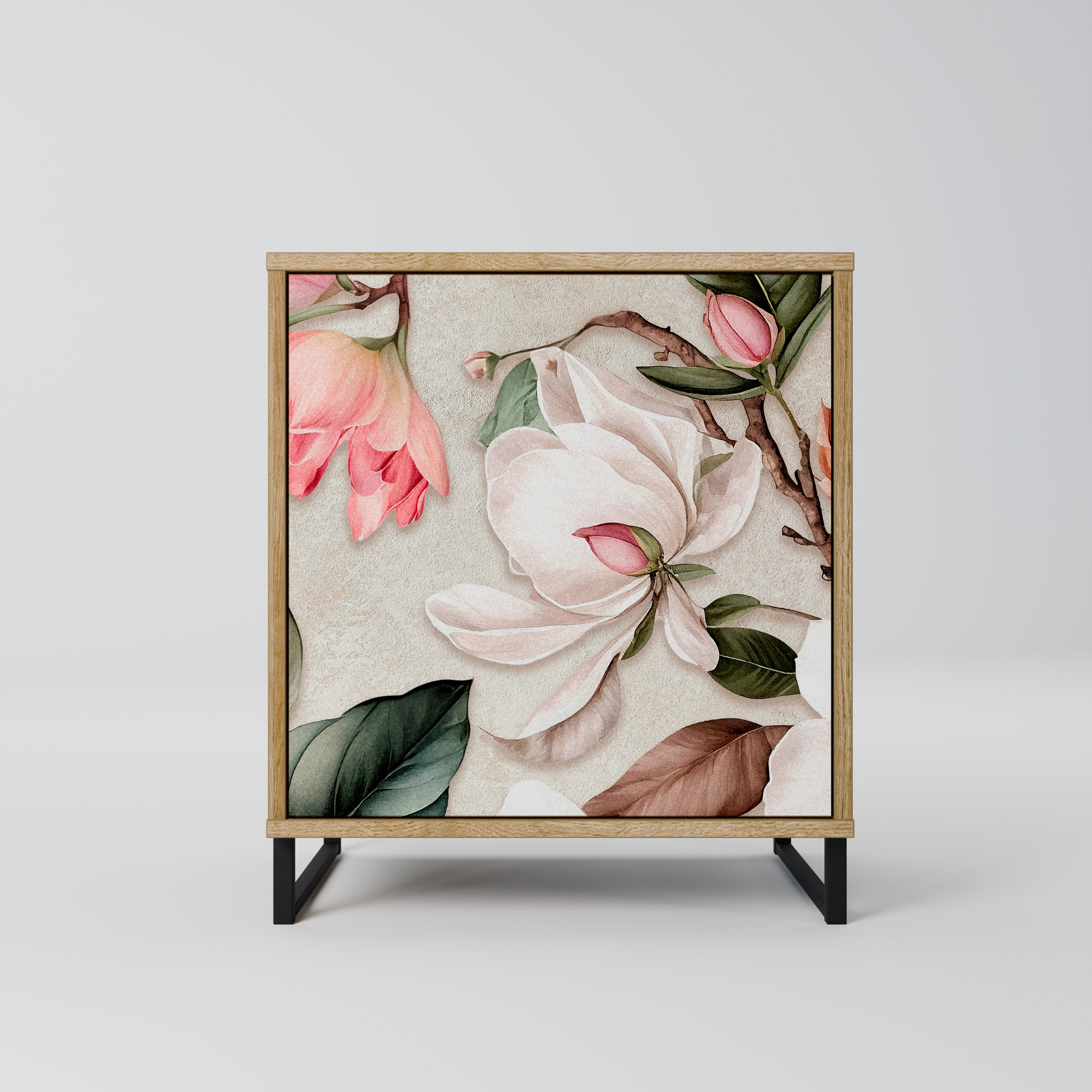 FLORAL GRACE Sideboard mit 1 Tür in Eiche-Optik