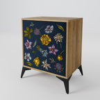 FLOWERS ON NAVY BLUE Sideboard mit 1 Tür in Eiche-Optik