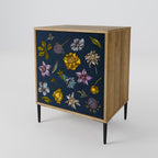 FLOWERS ON NAVY BLUE Sideboard mit 1 Tür in Eiche-Optik