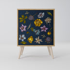 FLOWERS ON NAVY BLUE Sideboard mit 1 Tür in Eiche-Optik