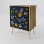 FLOWERS ON NAVY BLUE Sideboard mit 1 Tür in Eiche-Optik