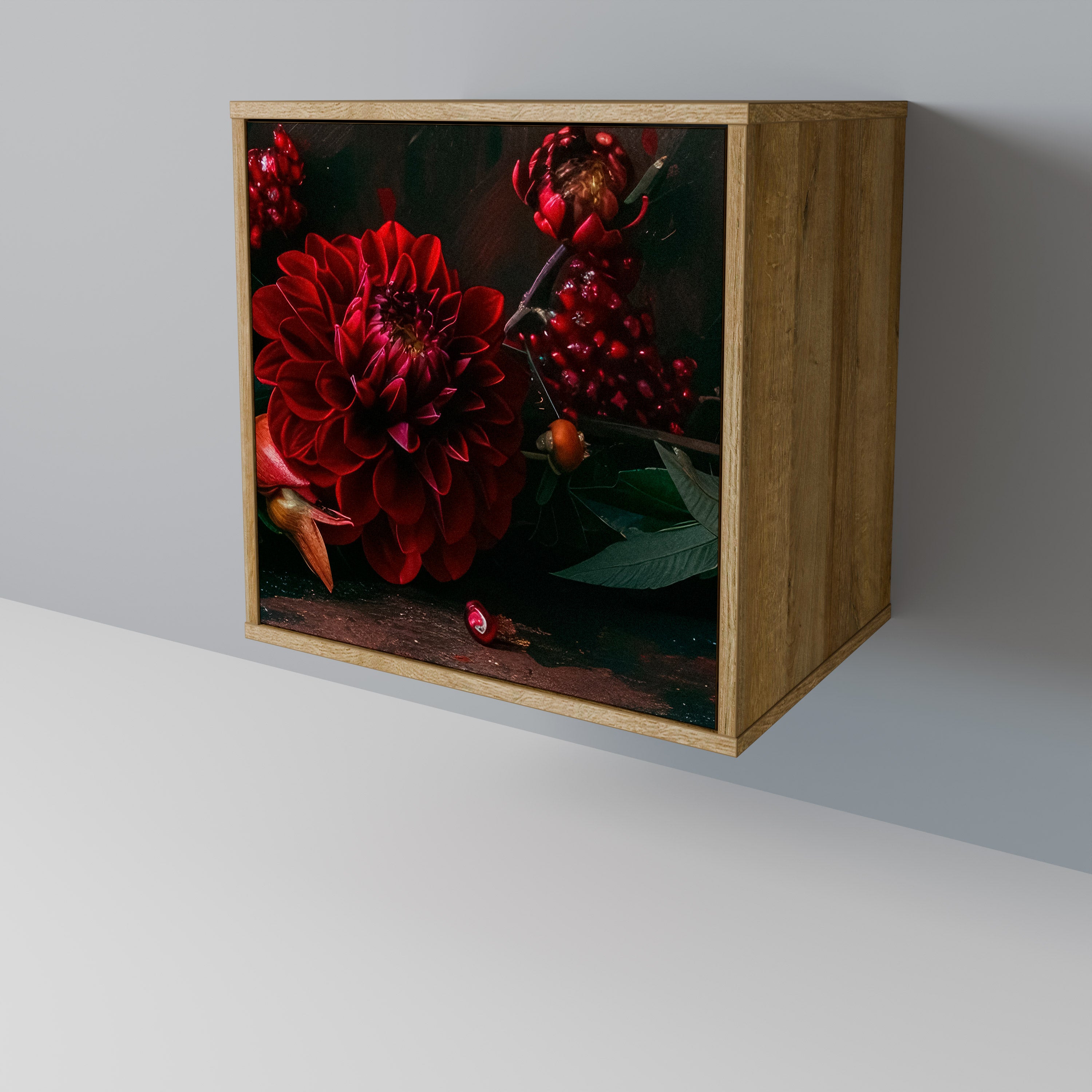 DAHLIAS AND POMEGRANATES Sideboard mit 1 Tür in Eiche-Optik