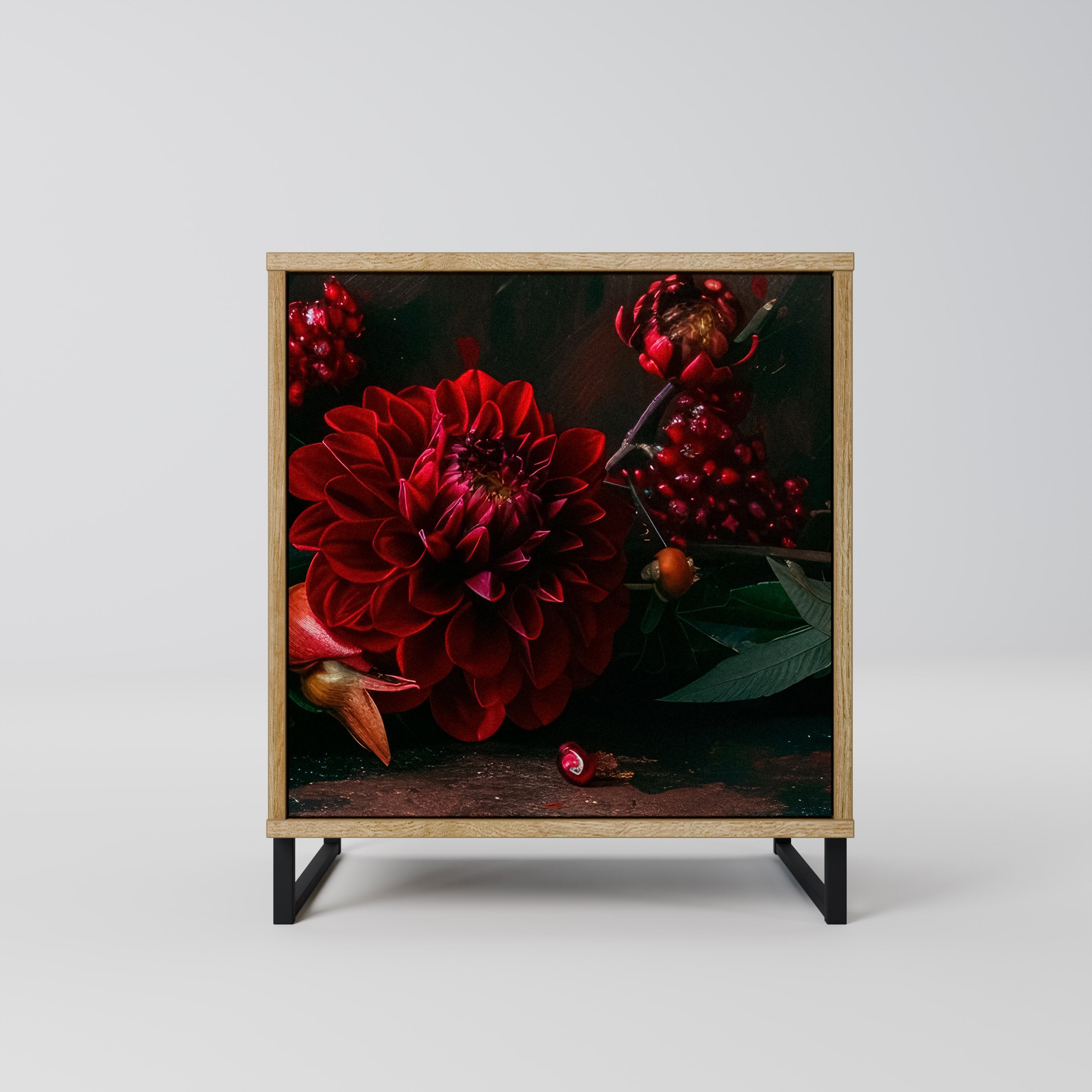 DAHLIAS AND POMEGRANATES Sideboard mit 1 Tür in Eiche-Optik