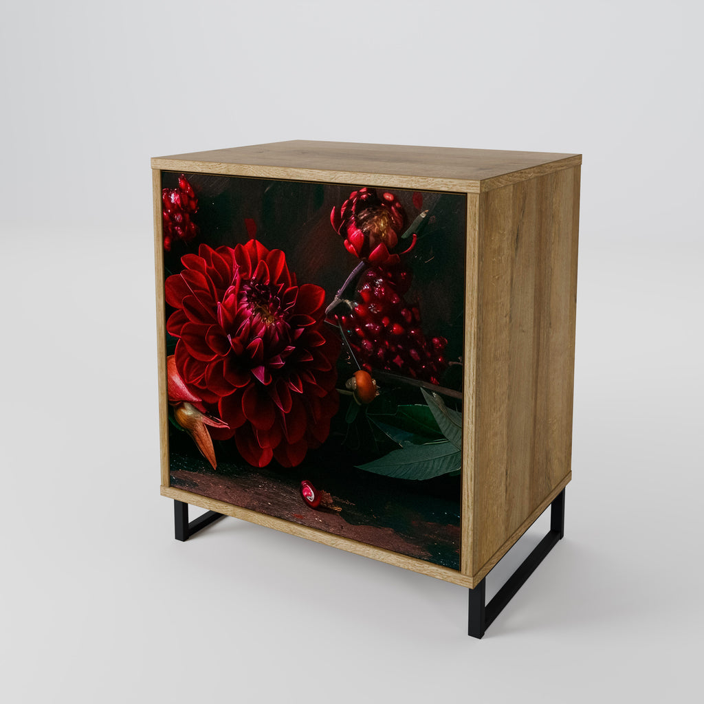 DAHLIAS AND POMEGRANATES Sideboard mit 1 Tür in Eiche-Optik