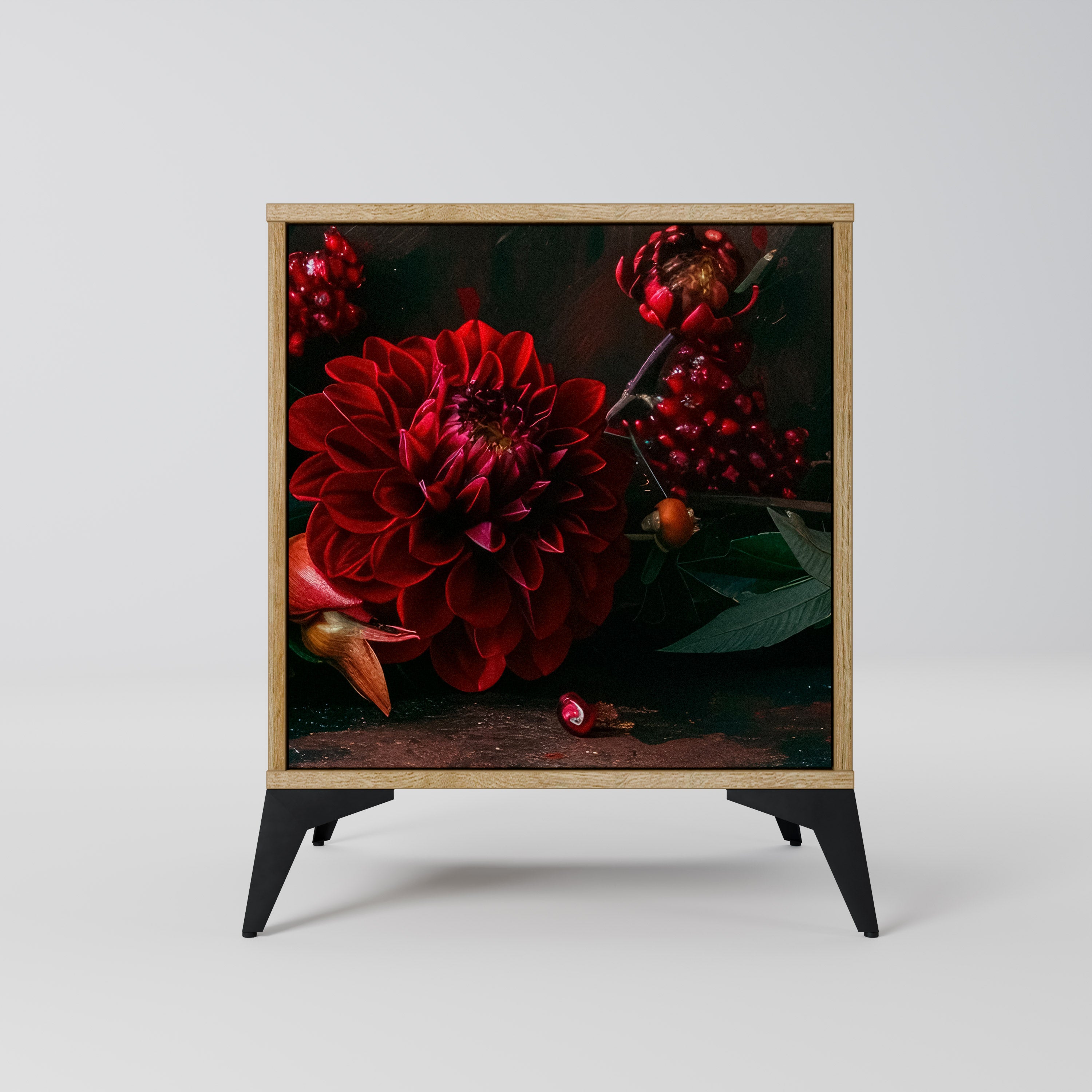 DAHLIAS AND POMEGRANATES Sideboard mit 1 Tür in Eiche-Optik