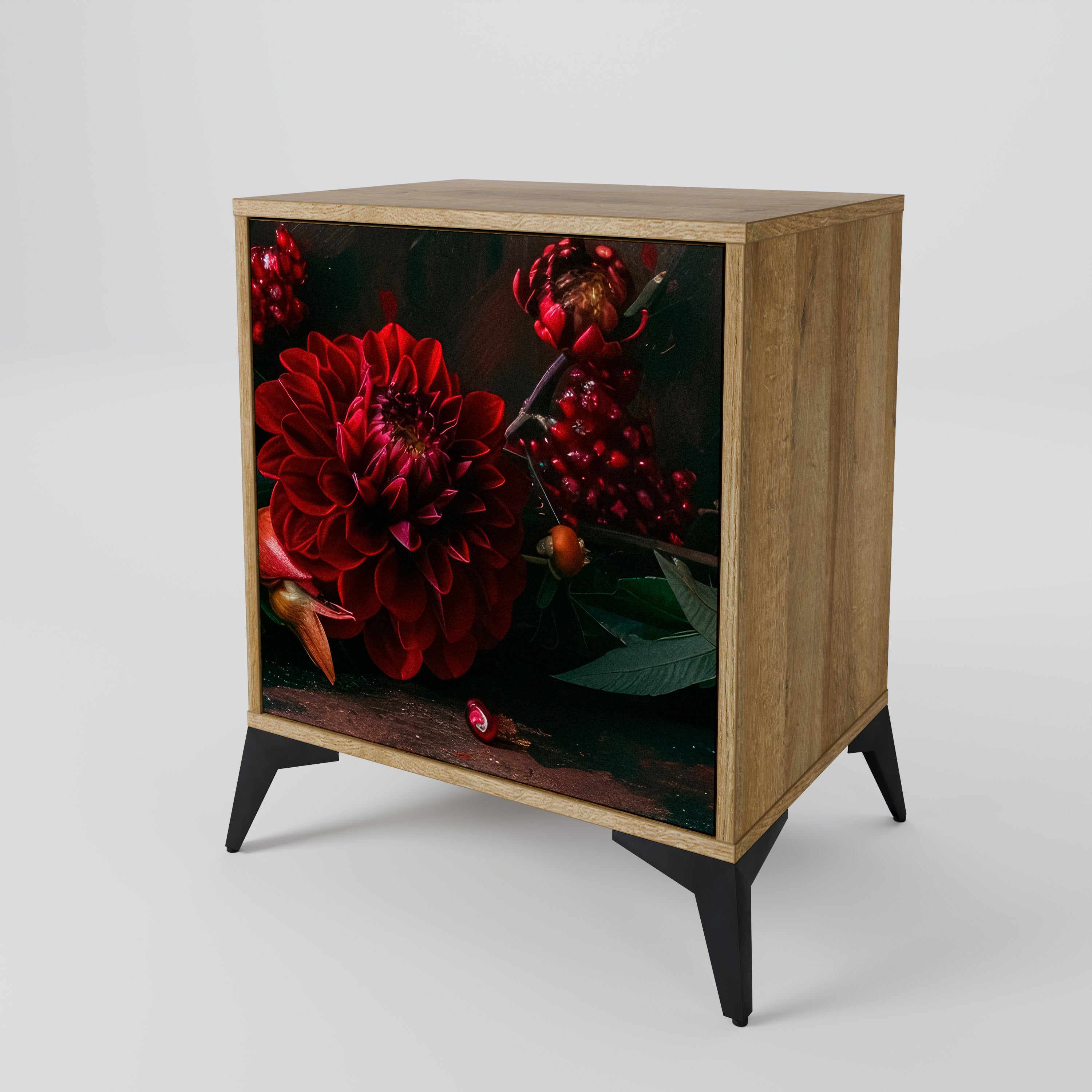 DAHLIAS AND POMEGRANATES Sideboard mit 1 Tür in Eiche-Optik