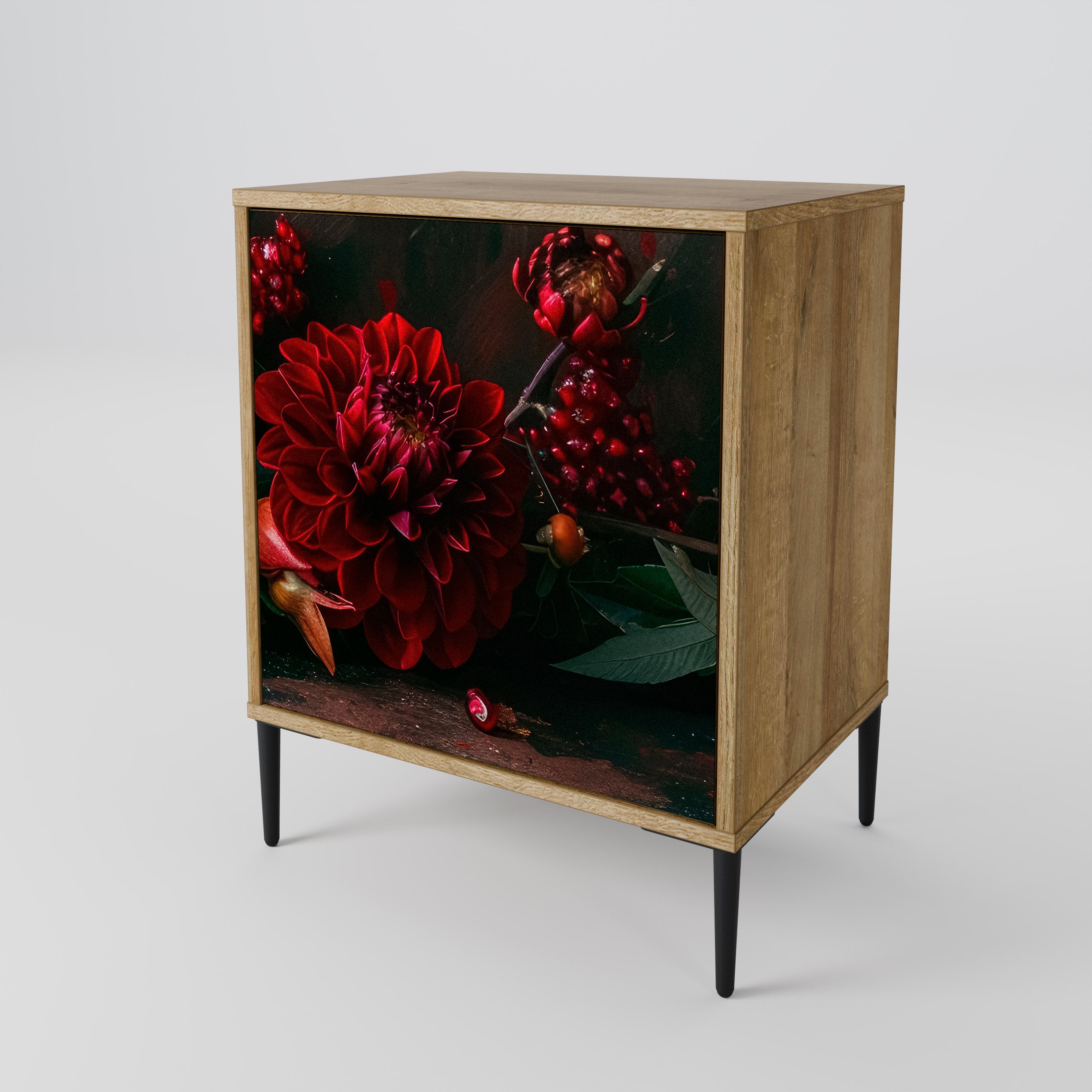 DAHLIAS AND POMEGRANATES Sideboard mit 1 Tür in Eiche-Optik