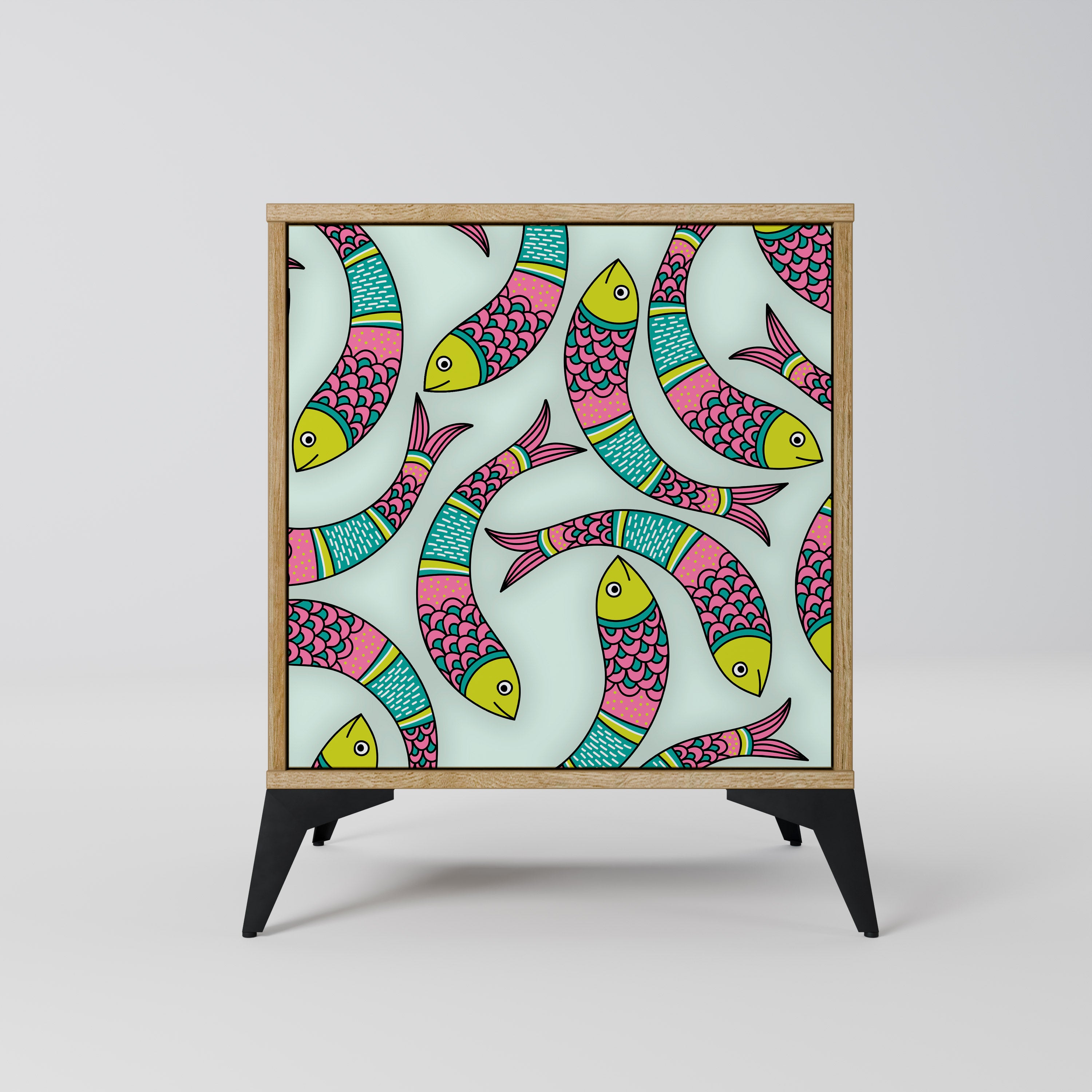 INDIAN FISH Sideboard mit 1 Tür in Eiche-Optik