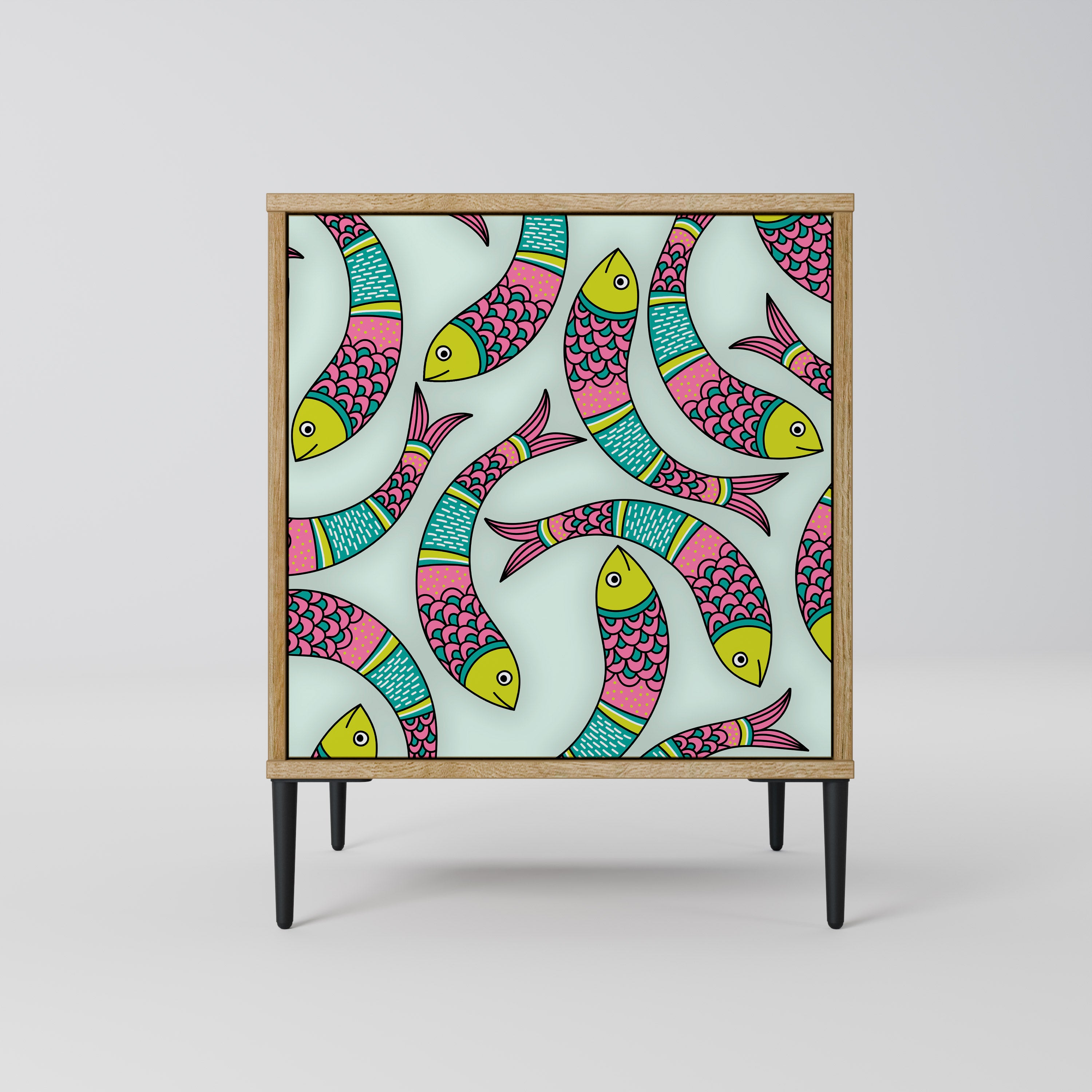 INDIAN FISH Sideboard mit 1 Tür in Eiche-Optik