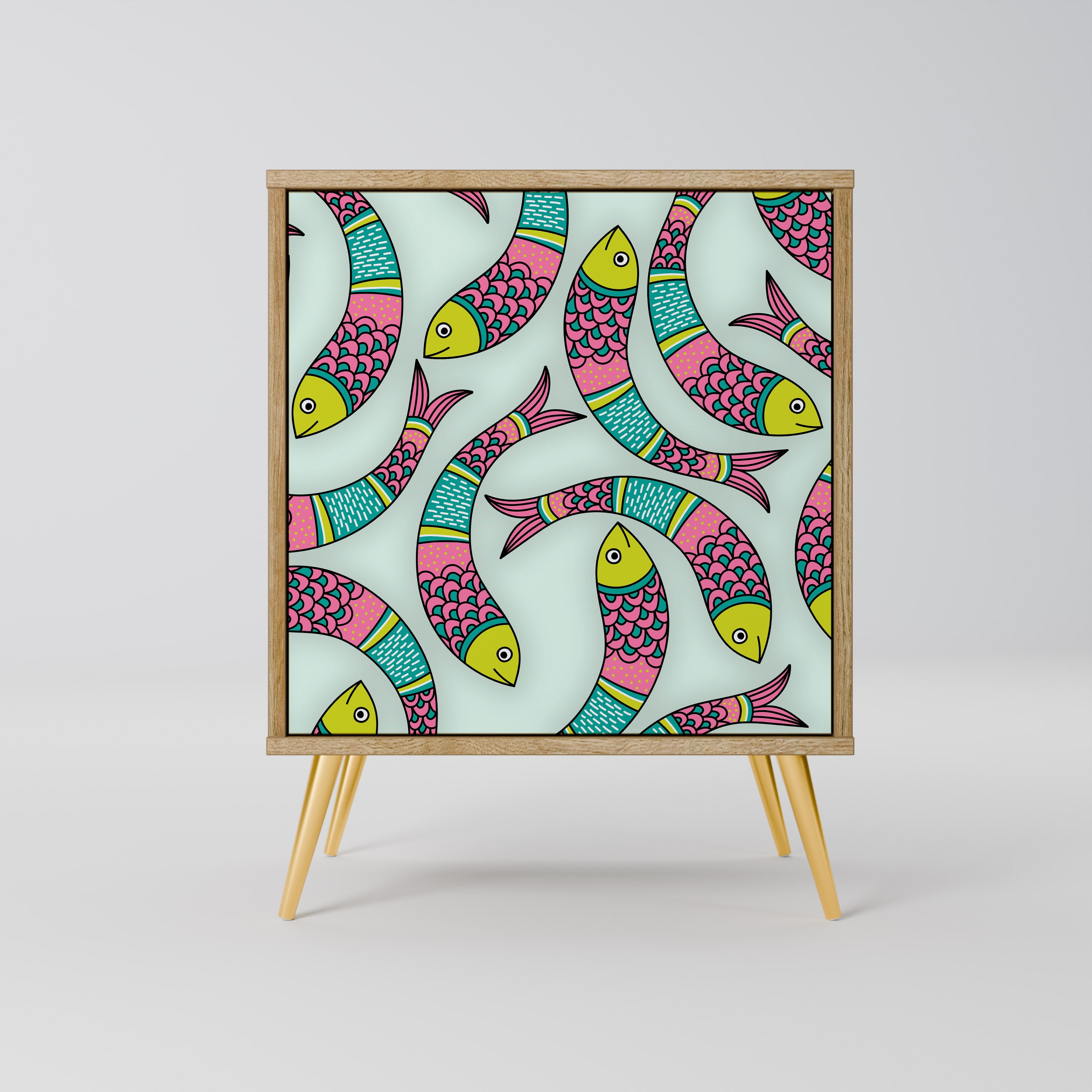 INDIAN FISH Sideboard mit 1 Tür in Eiche-Optik