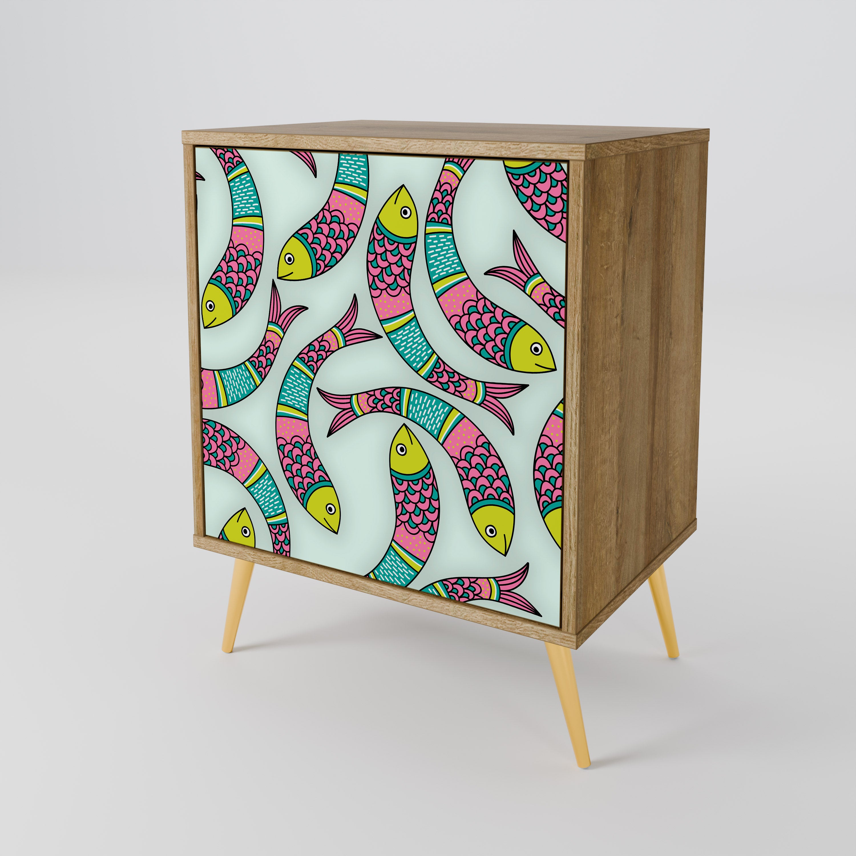 INDIAN FISH Sideboard mit 1 Tür in Eiche-Optik