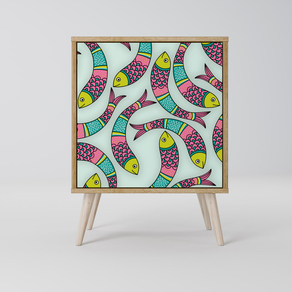 INDIAN FISH Sideboard mit 1 Tür in Eiche-Optik