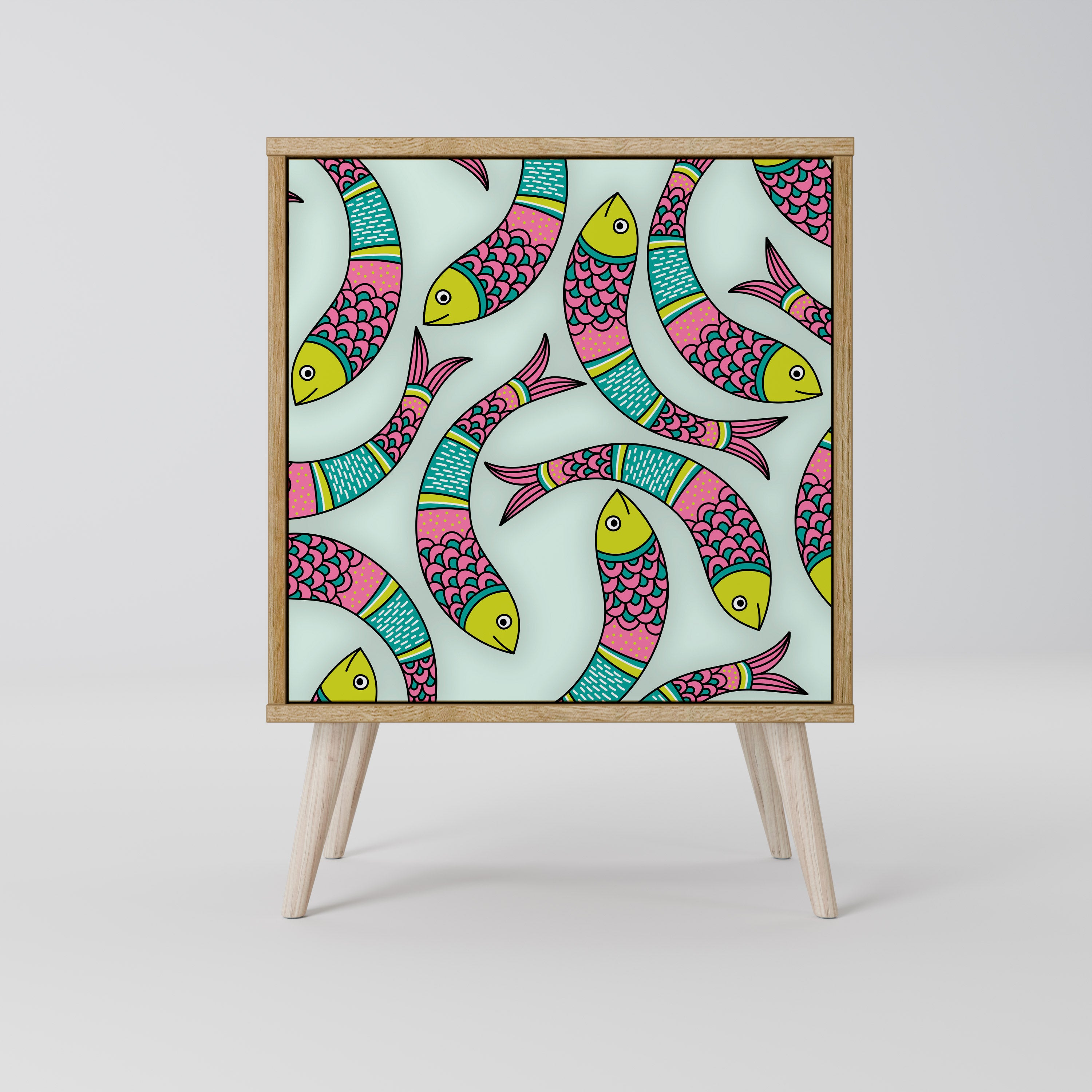 INDIAN FISH Sideboard mit 1 Tür in Eiche-Optik