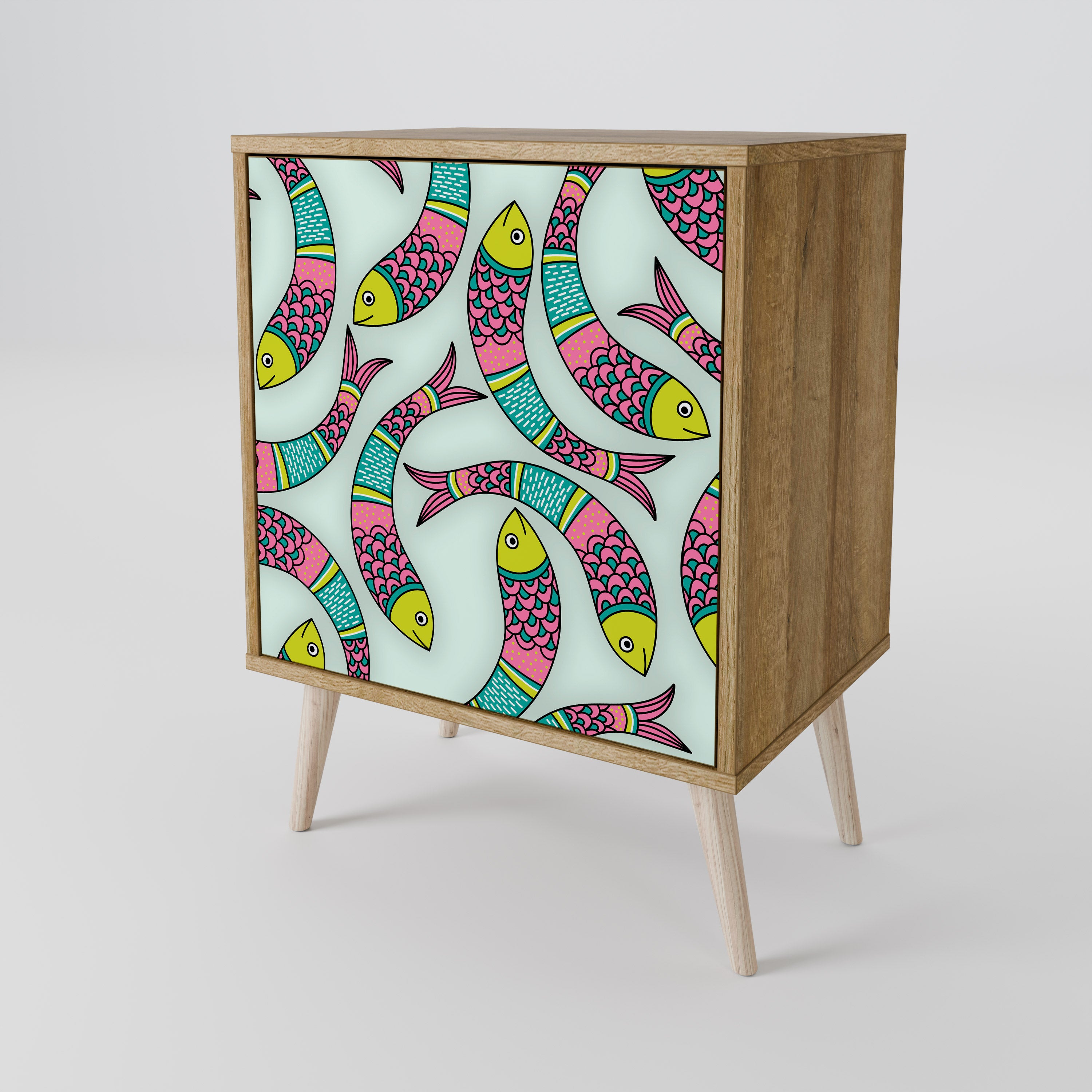 INDIAN FISH Sideboard mit 1 Tür in Eiche-Optik