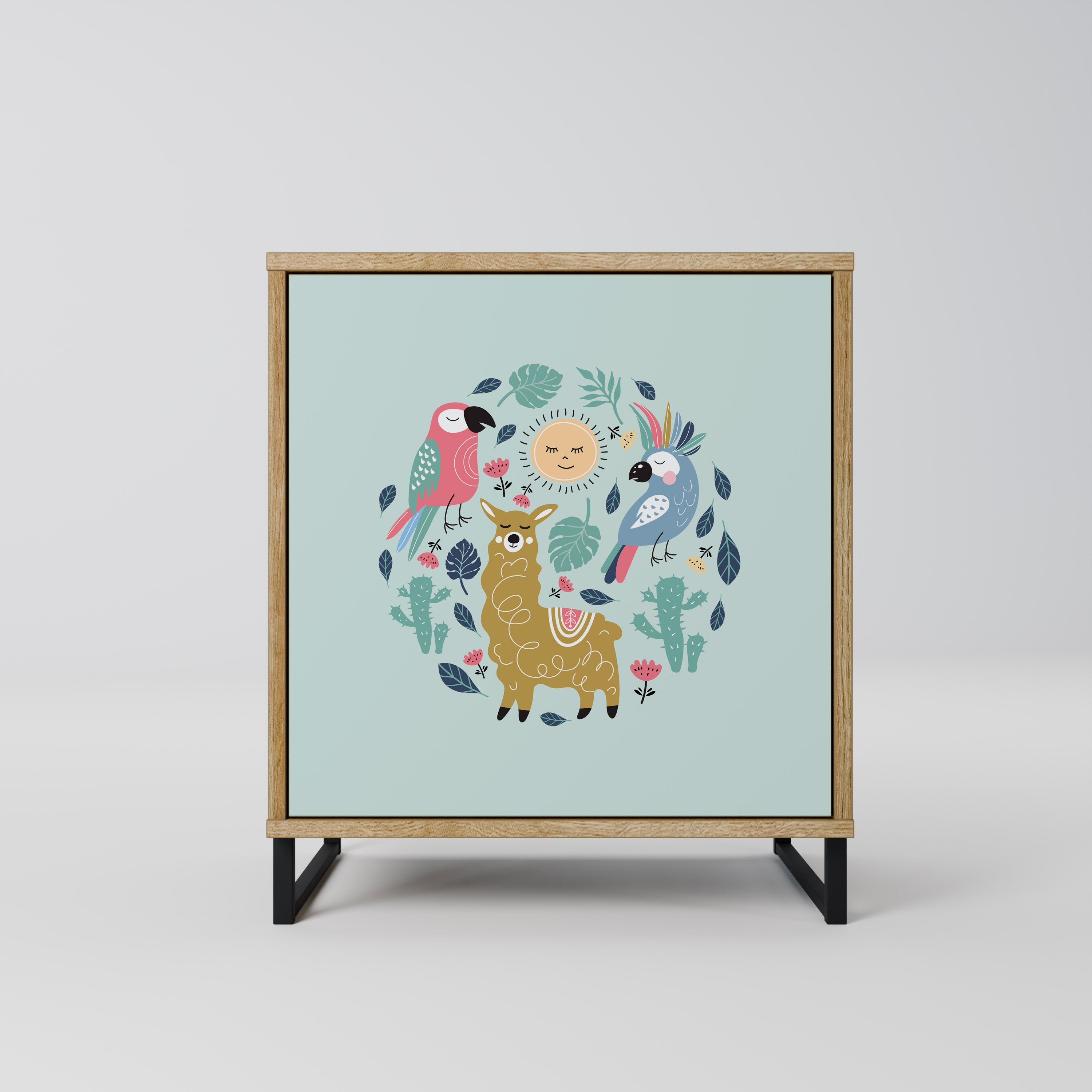 COLORFUL ALPACAS Sideboard mit 1 Tür in Eiche-Optik