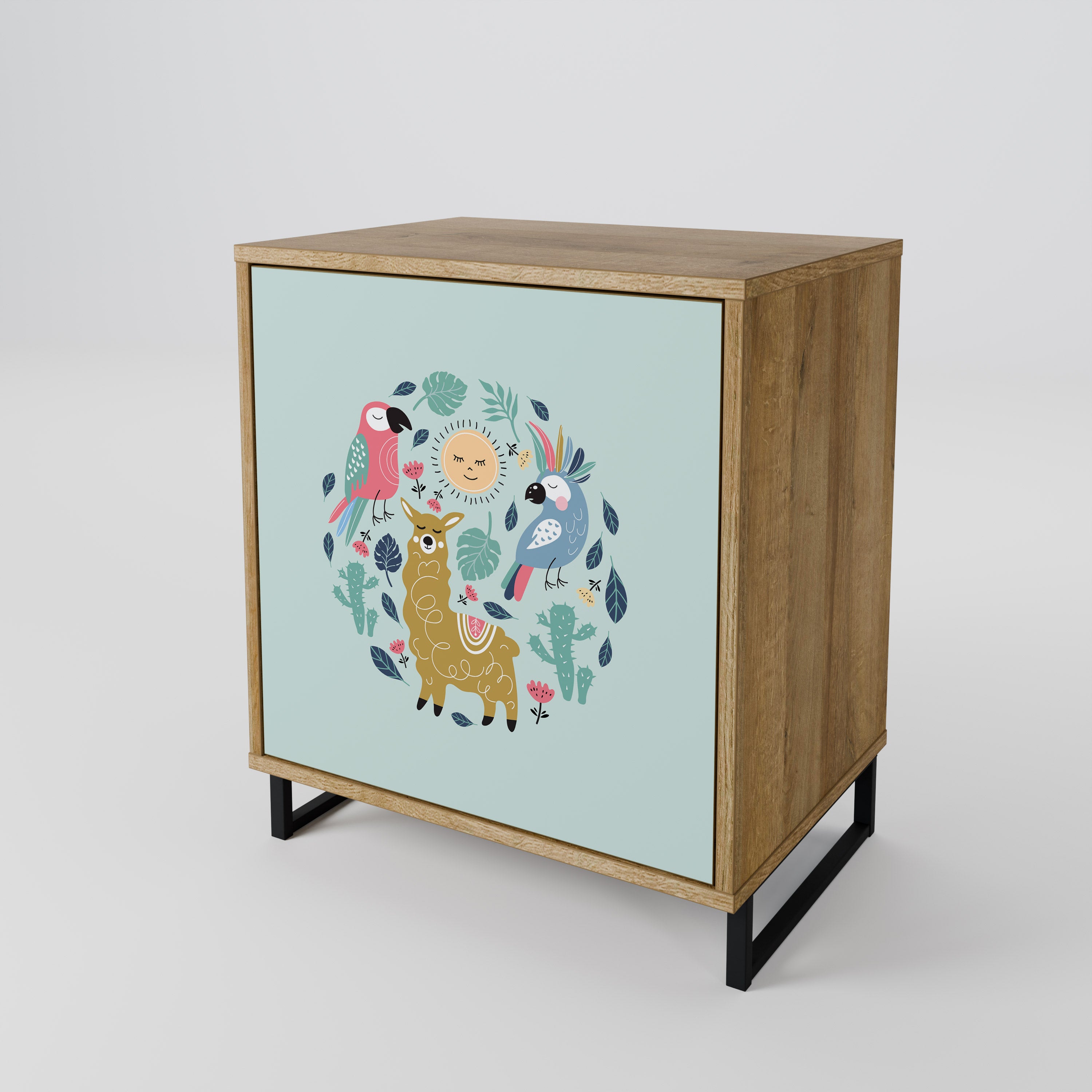 COLORFUL ALPACAS Sideboard mit 1 Tür in Eiche-Optik
