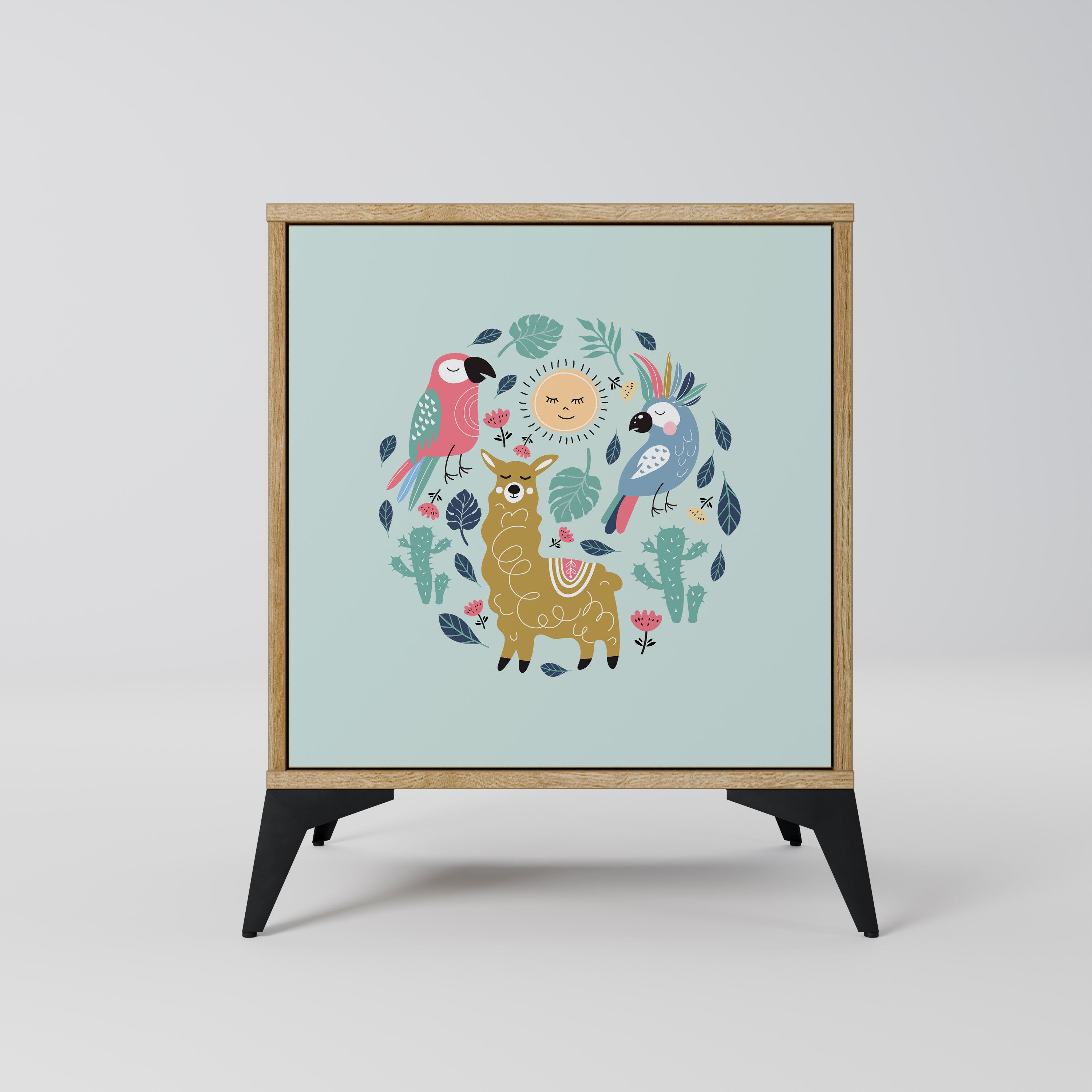 COLORFUL ALPACAS Sideboard mit 1 Tür in Eiche-Optik