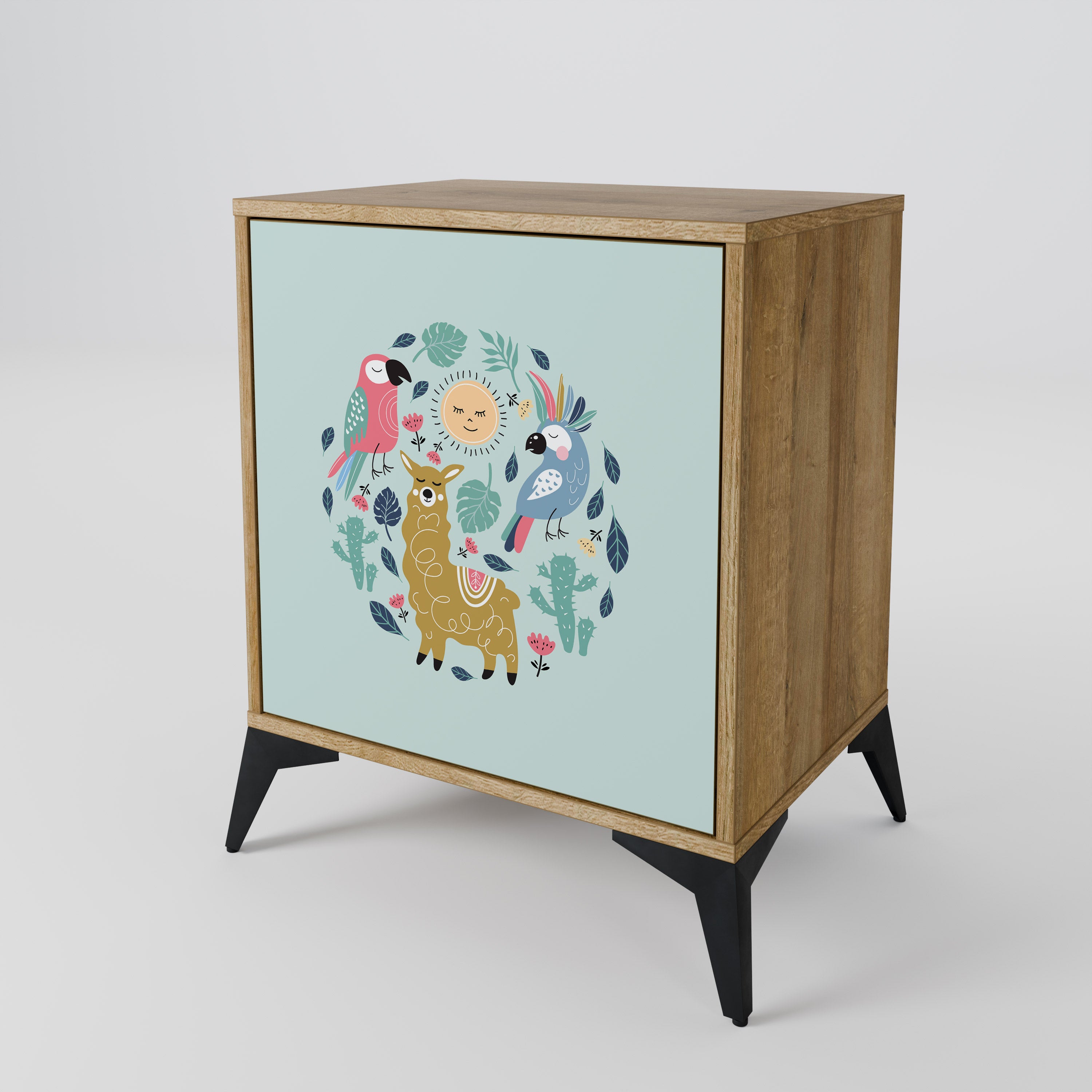 COLORFUL ALPACAS Sideboard mit 1 Tür in Eiche-Optik