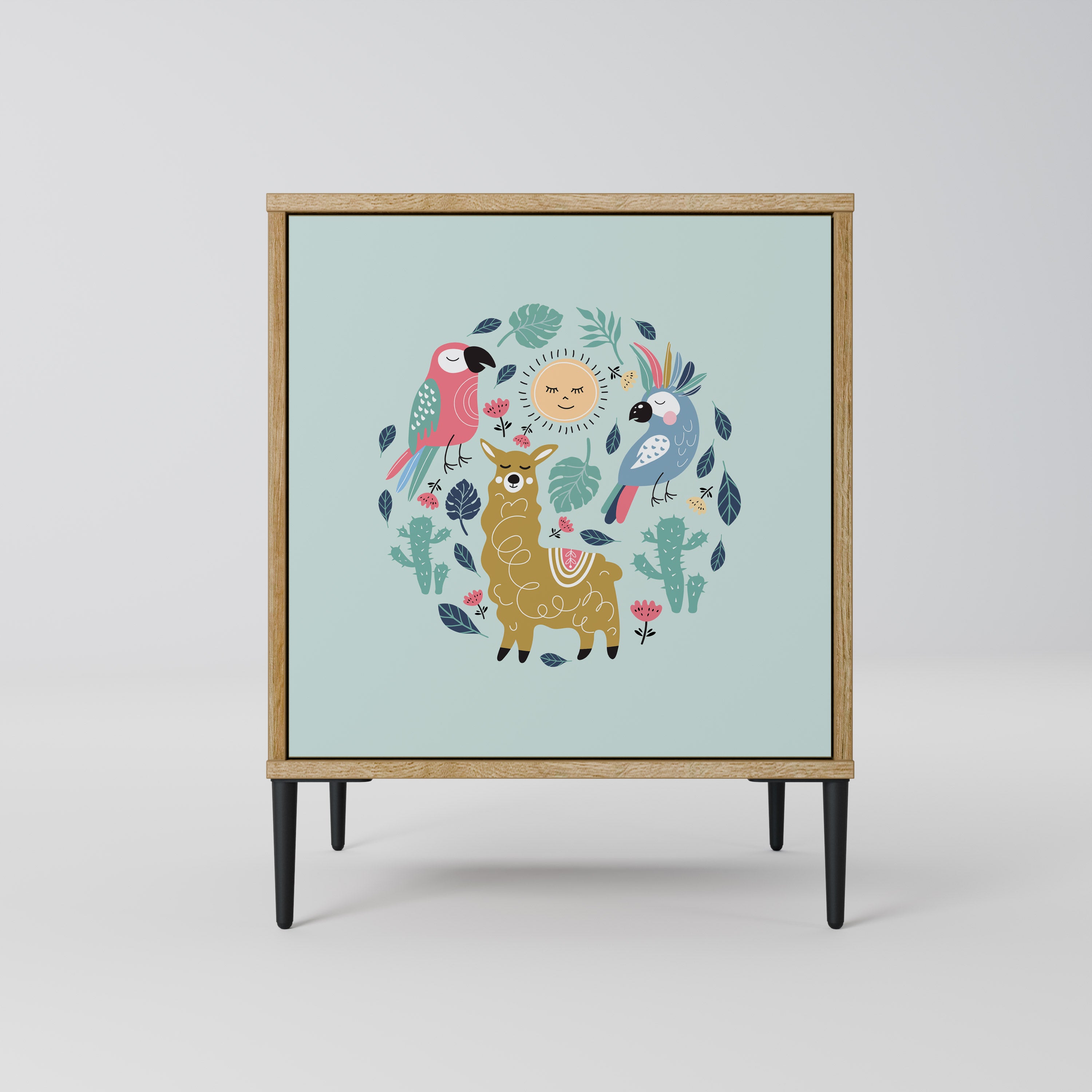 COLORFUL ALPACAS Sideboard mit 1 Tür in Eiche-Optik
