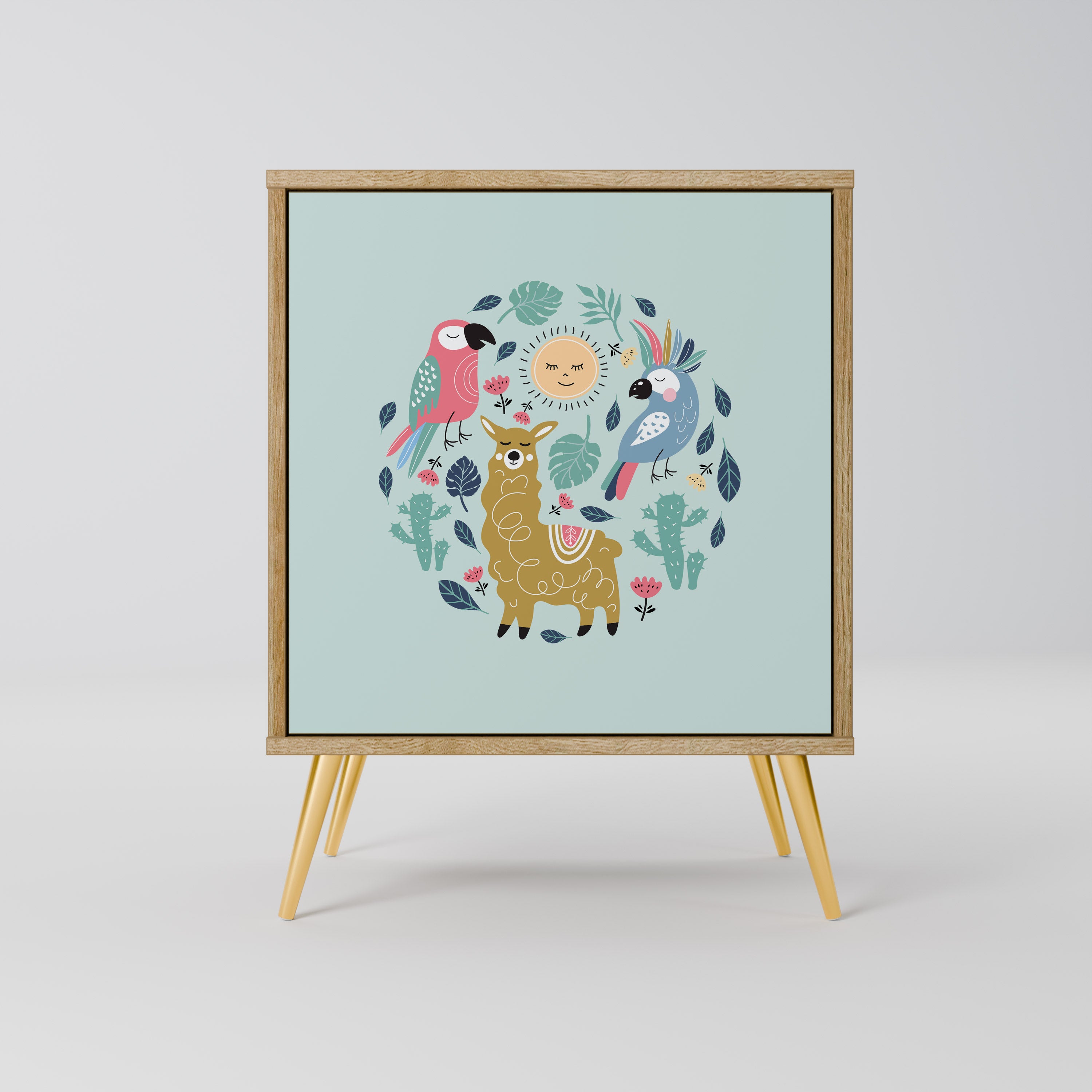 COLORFUL ALPACAS Sideboard mit 1 Tür in Eiche-Optik