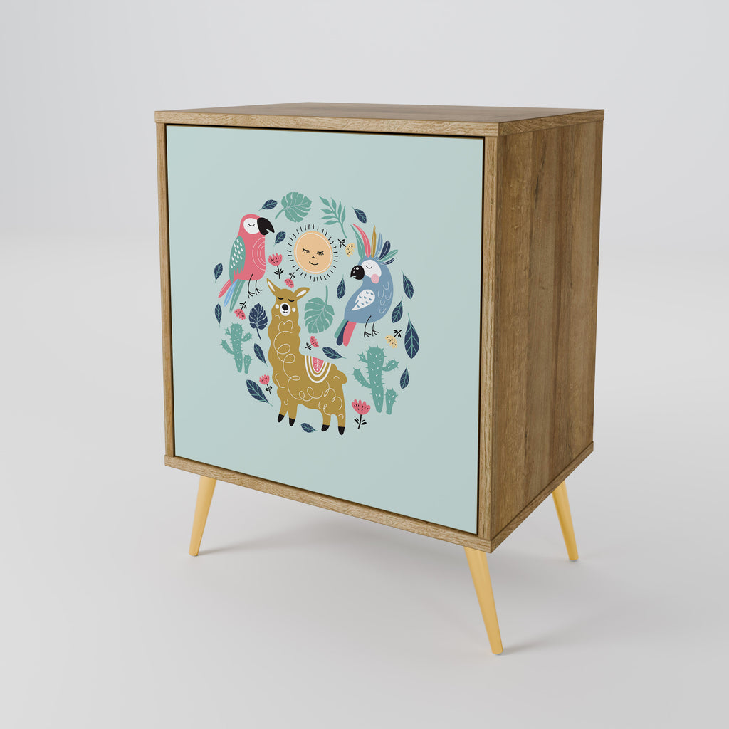 COLORFUL ALPACAS Sideboard mit 1 Tür in Eiche-Optik