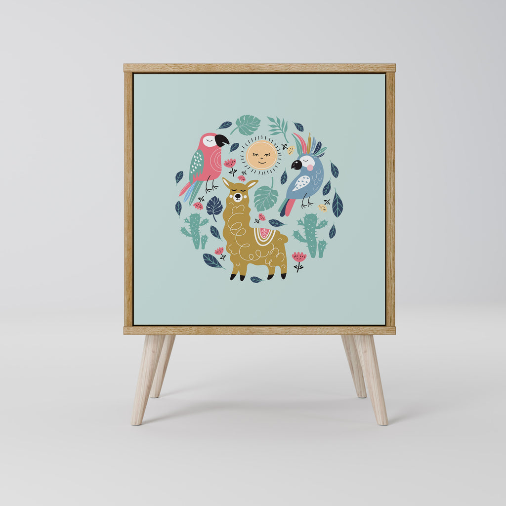 COLORFUL ALPACAS Sideboard mit 1 Tür in Eiche-Optik