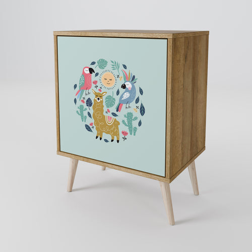 COLORFUL ALPACAS Sideboard mit 1 Tür in Eiche-Optik